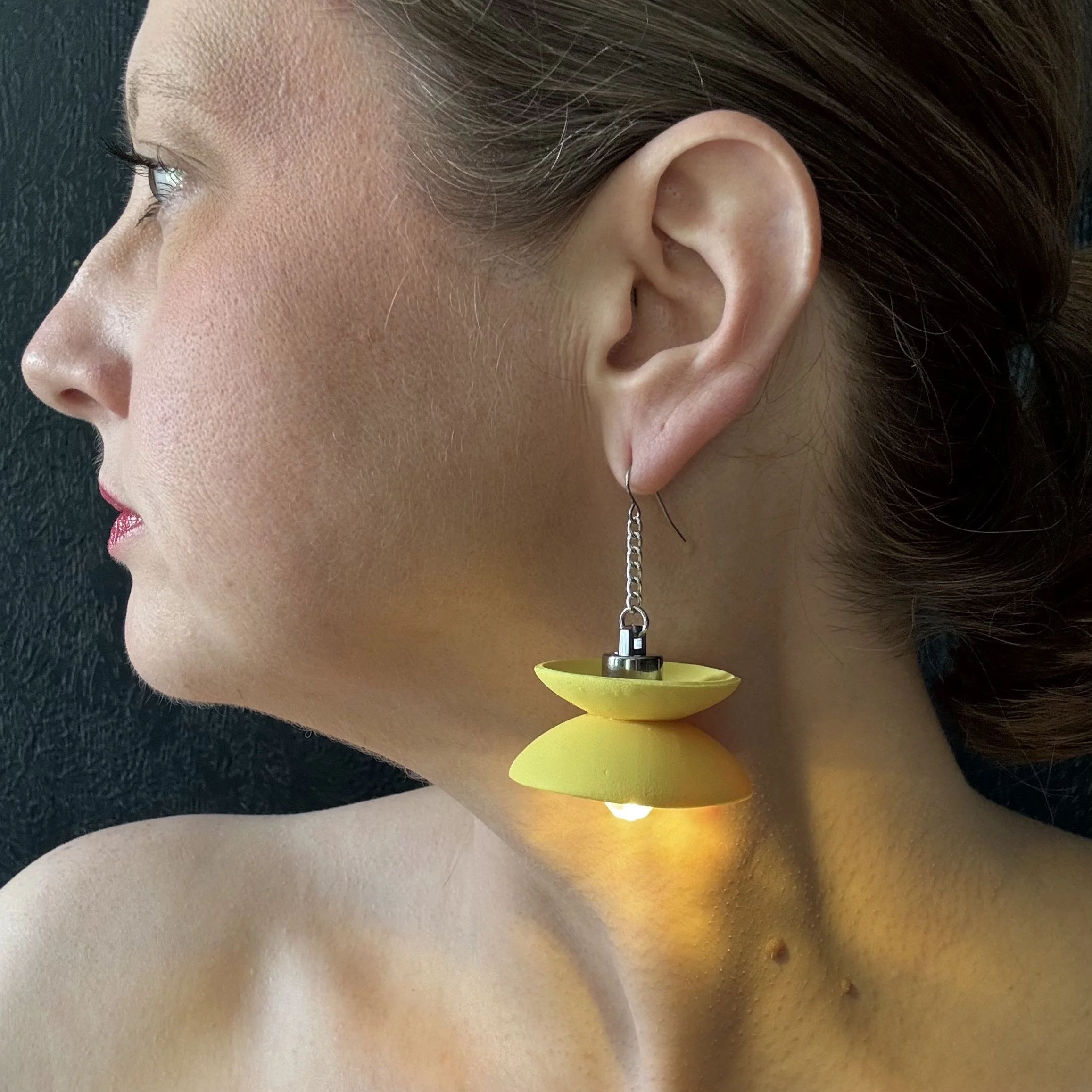 2 Tier Yellow Illuminated Earrings