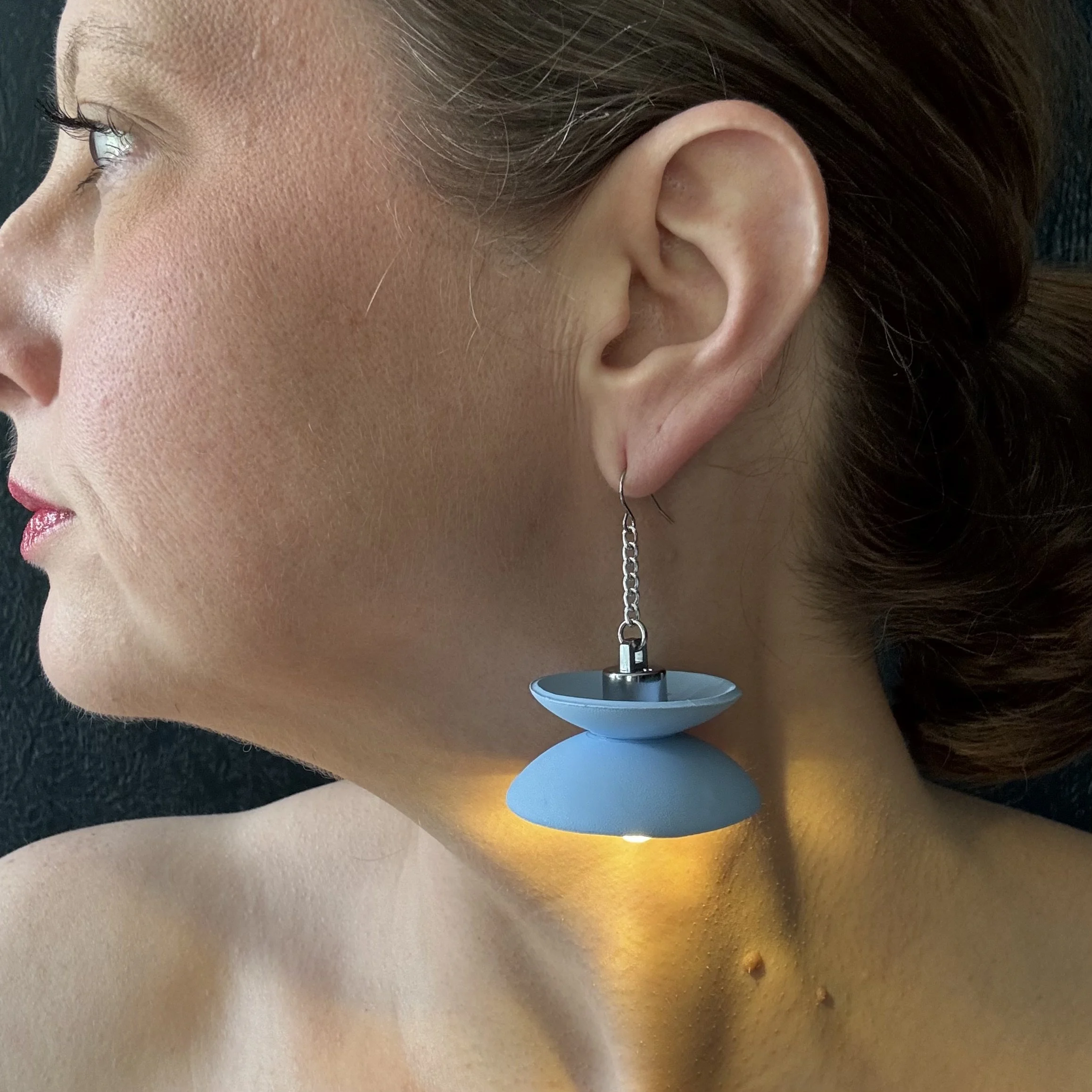 Light Blue 2 Tier Illuminated Earrings