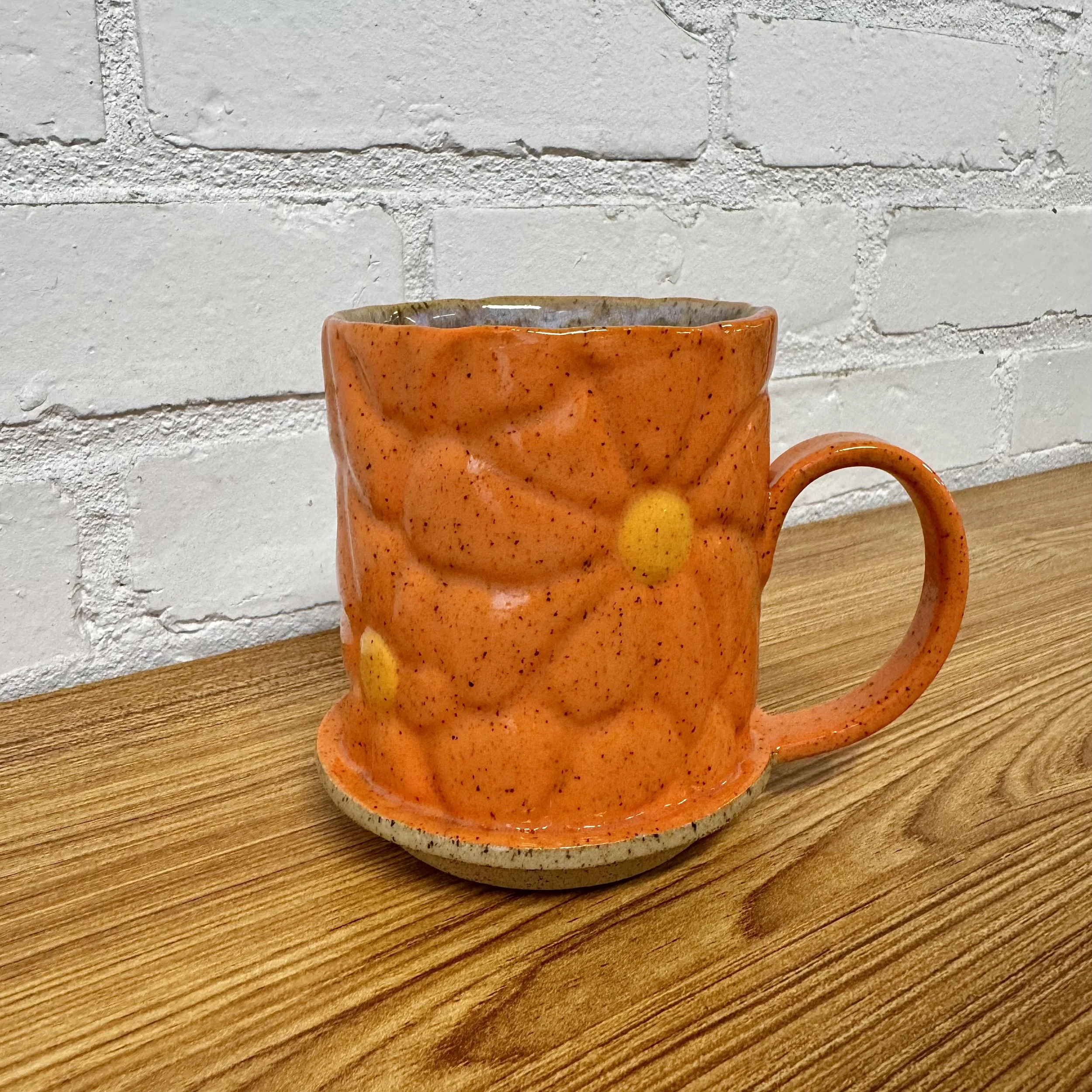 Stamped Orange Flower Mug