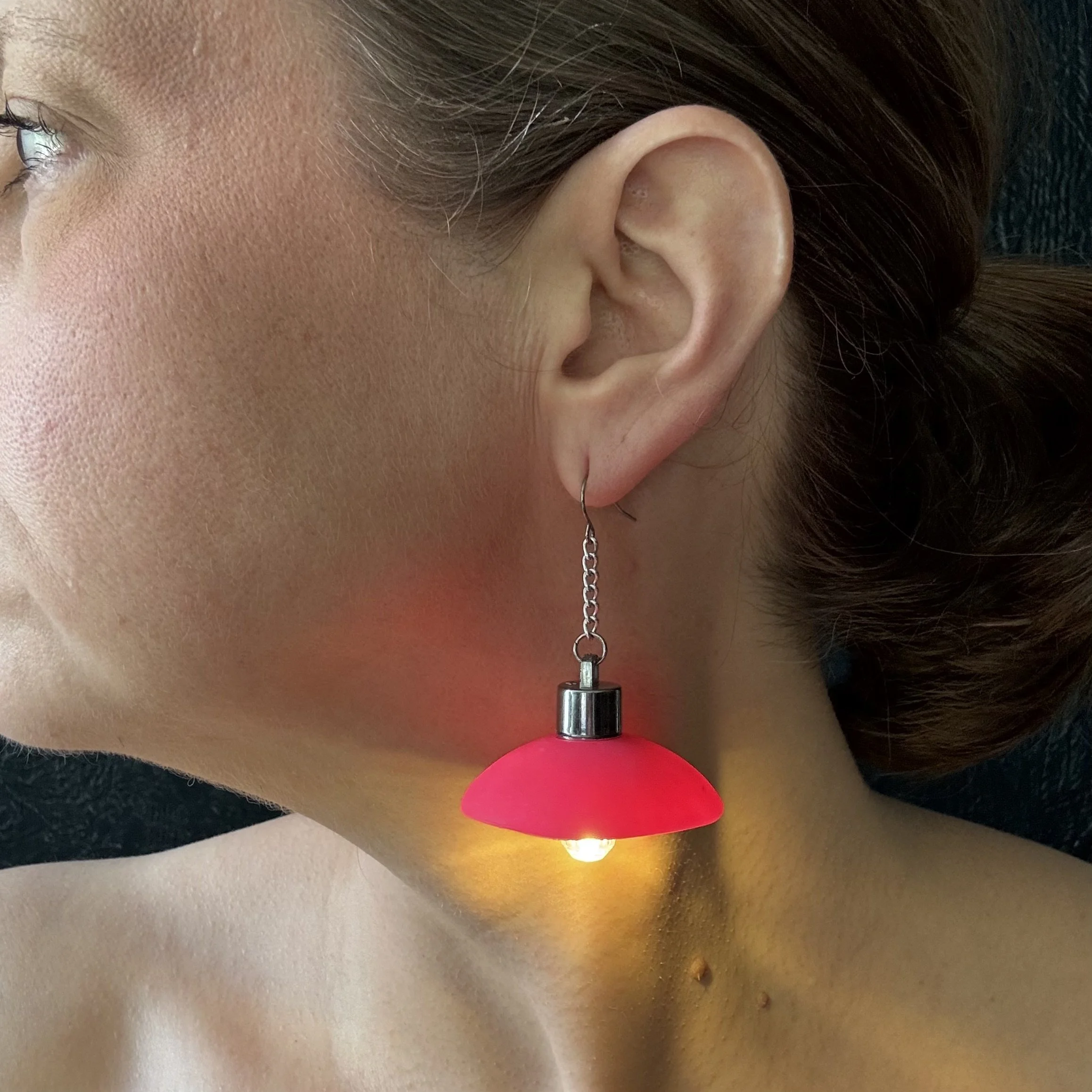 Hot Pink Dome Illuminated Earrings
