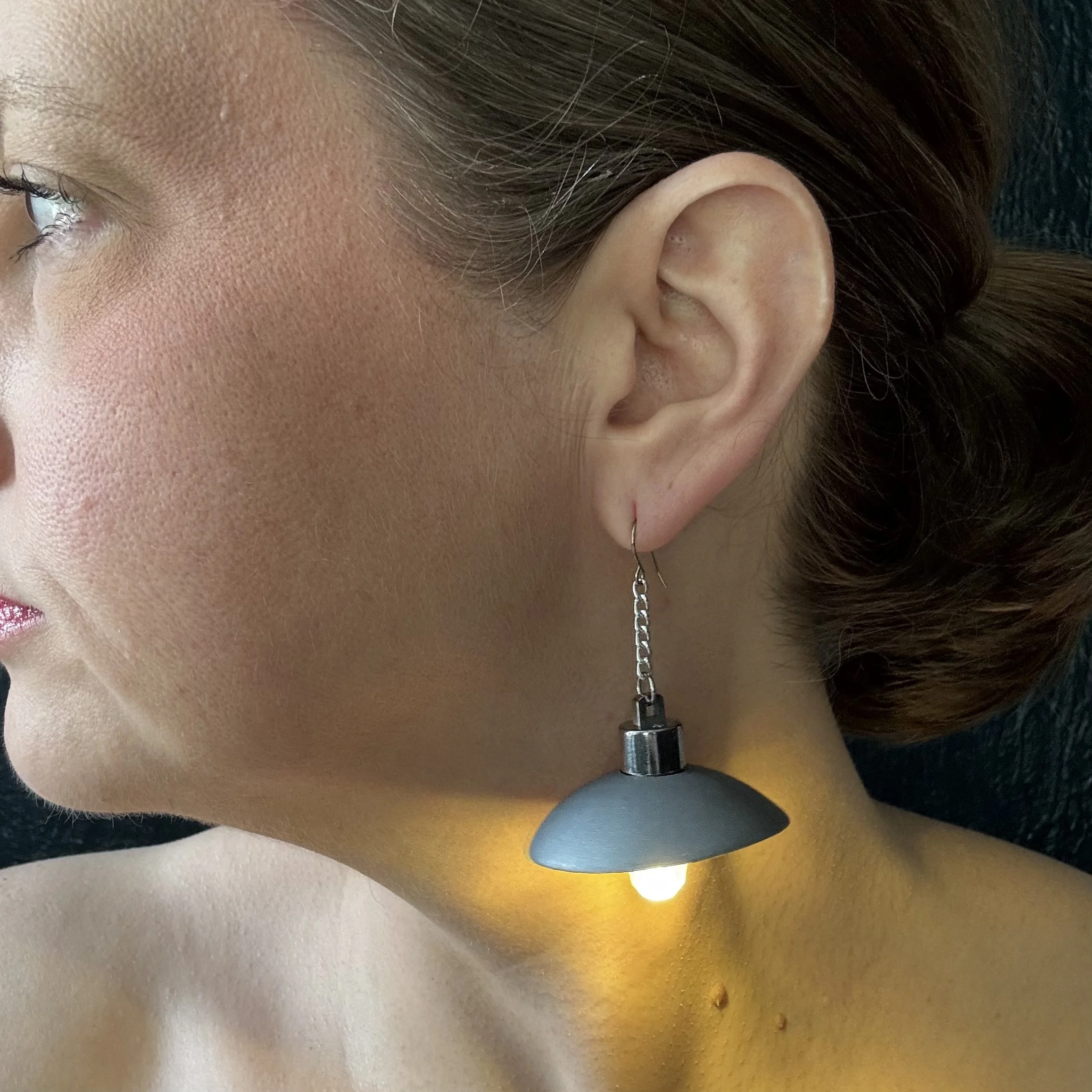 Silver Dome Illuminated Earrings