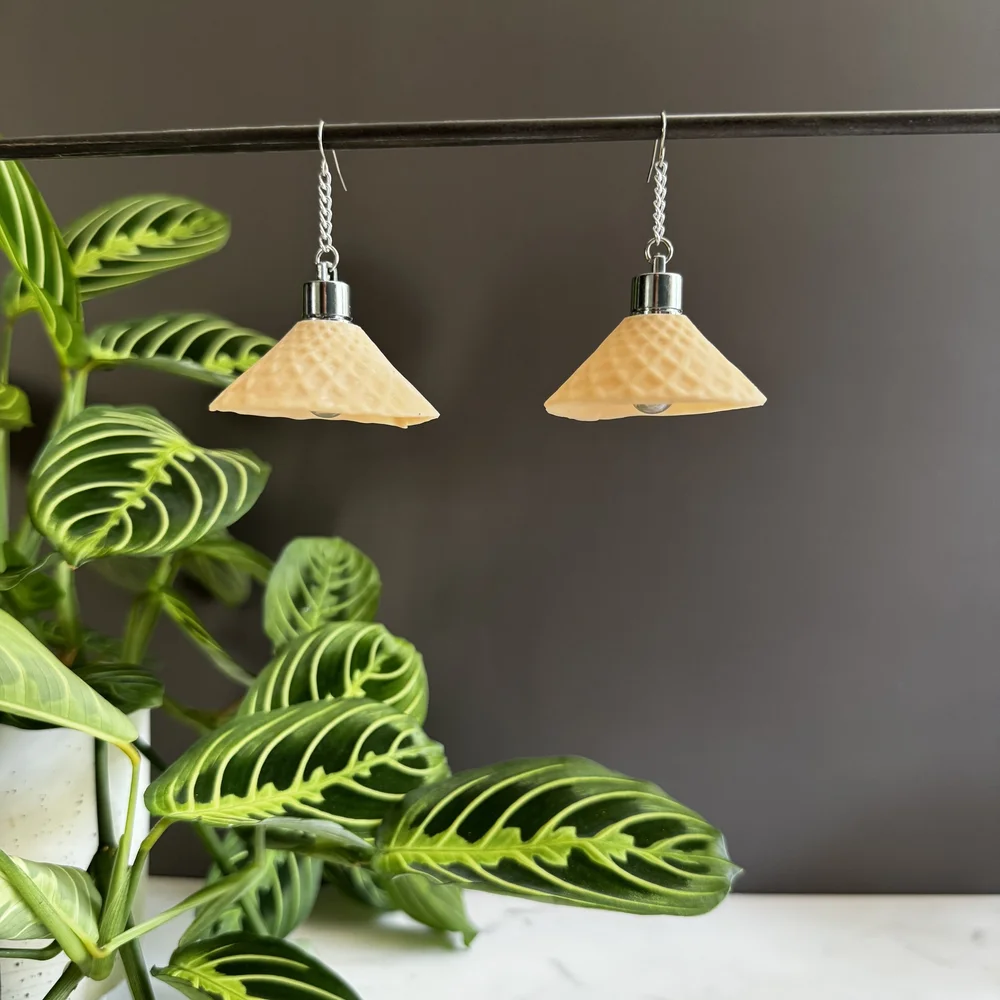 Patterned Lamp Shade Pendant Earrings 1 — Kate Schroeder