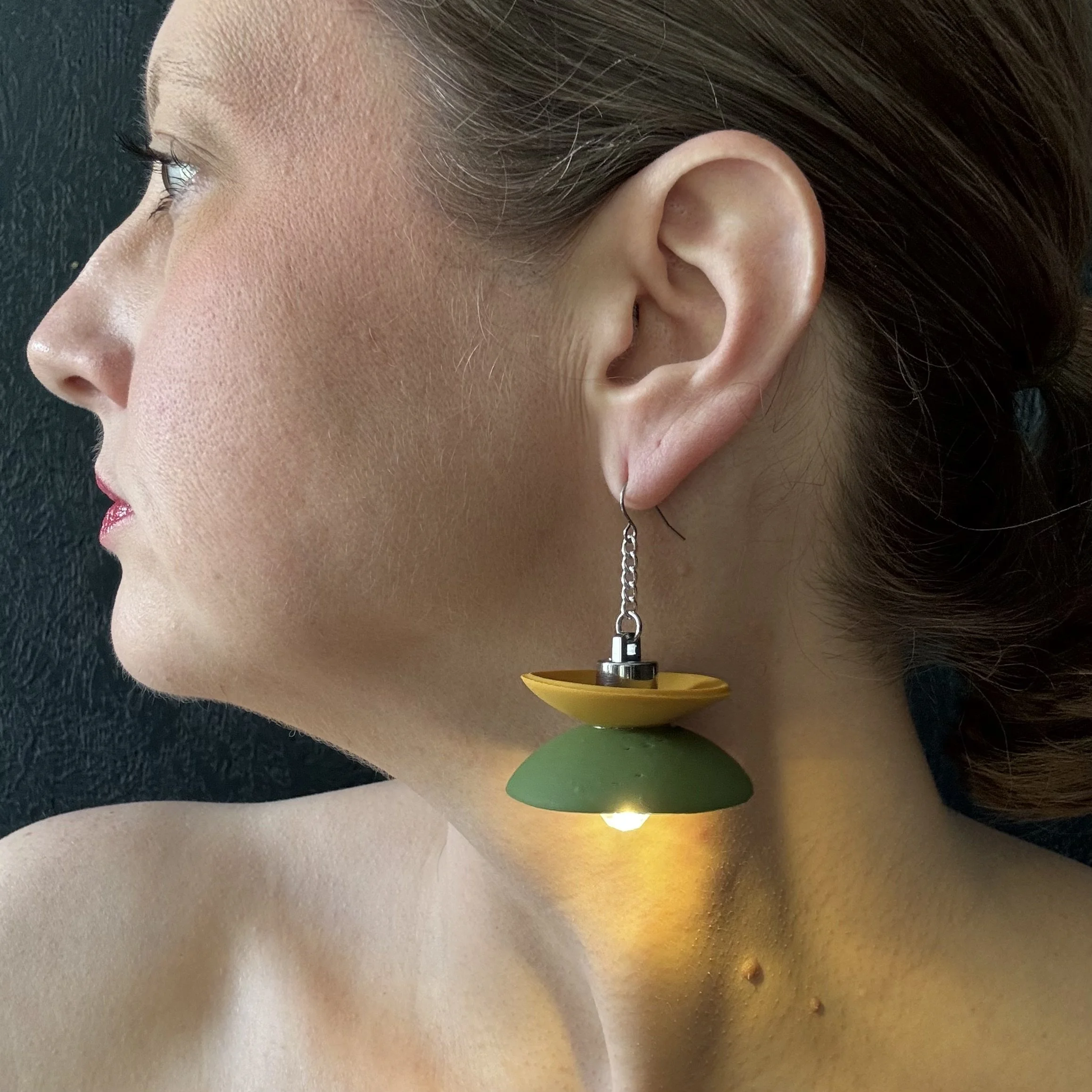 2 Tier Mustard and Yellow Illuminated Earrings