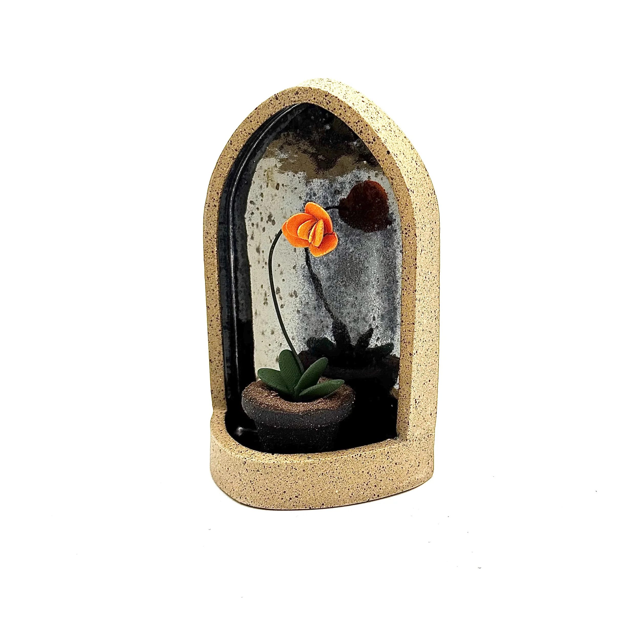 100- Large Gothic Wall Hanging Arch with Orange Orchid