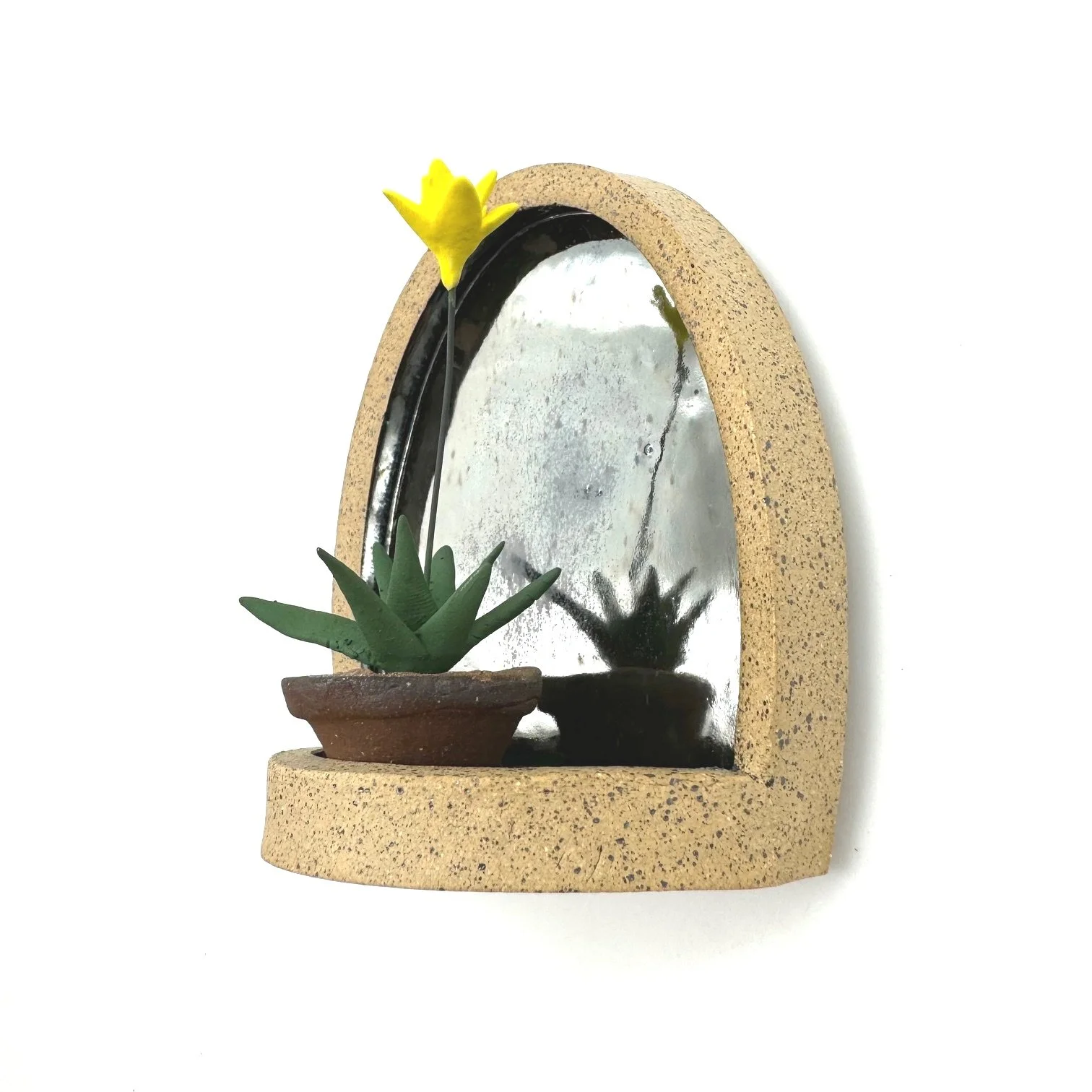 Large Tapered Parabolic Wall Hanging Arch with Yellow Bromeliad