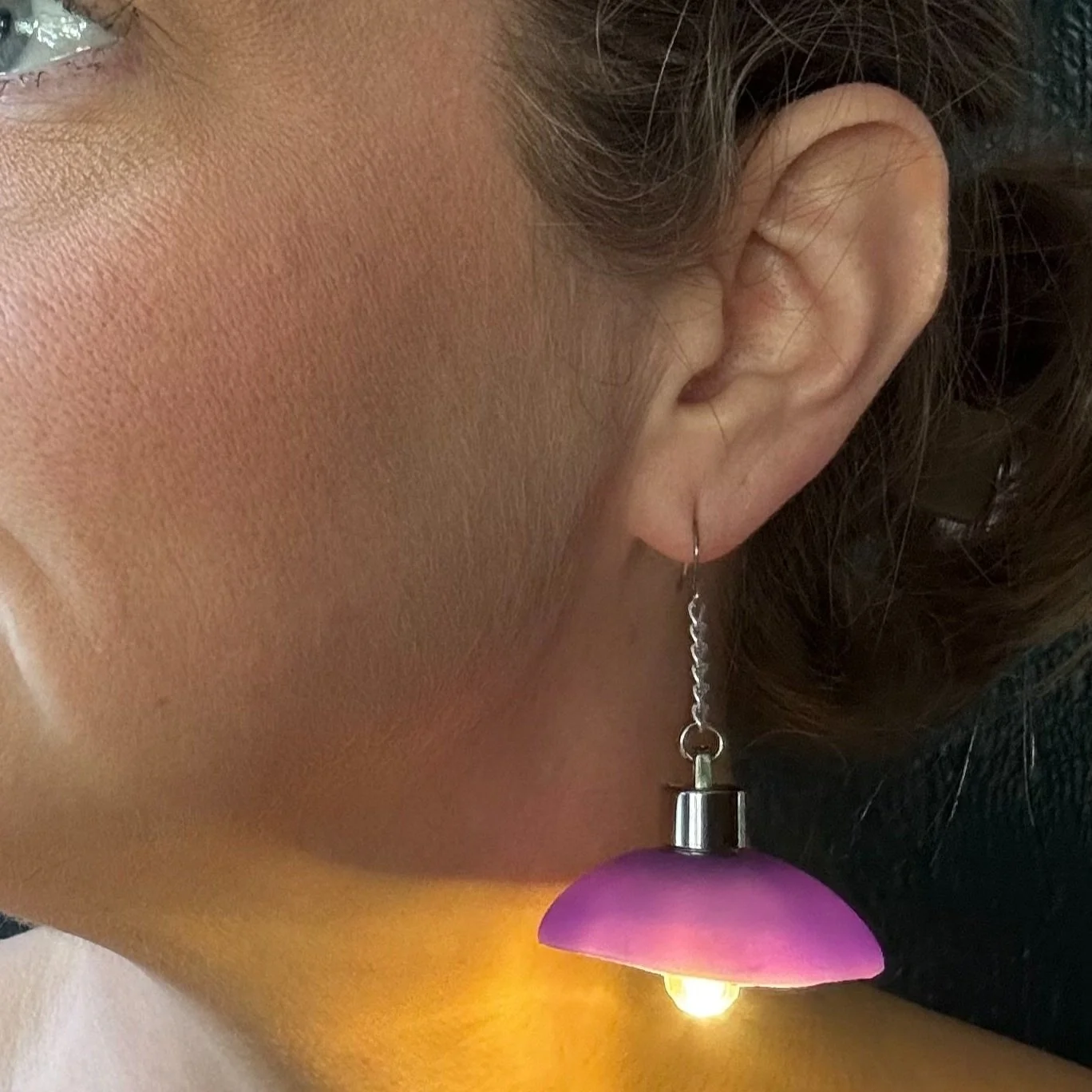 Translucent Purple Dome Pendant Earrings