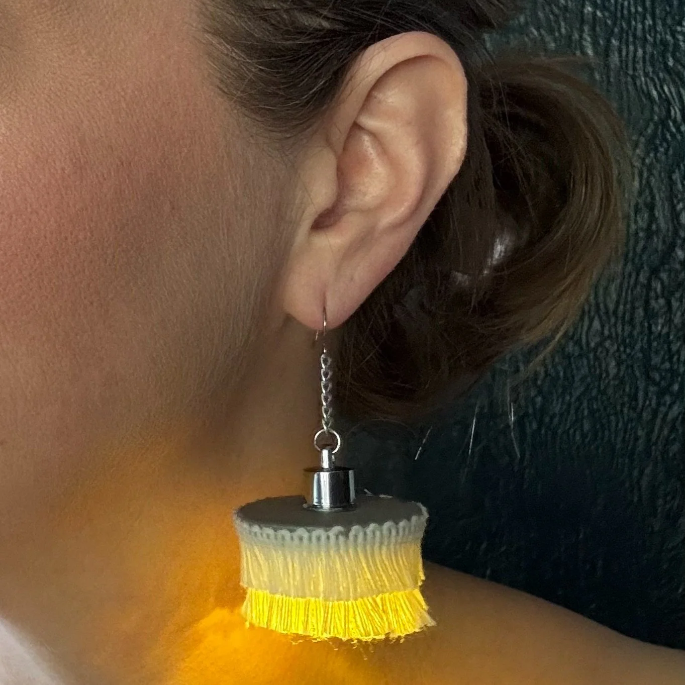 Fringe Lamp Shade Pendant Earrings 1