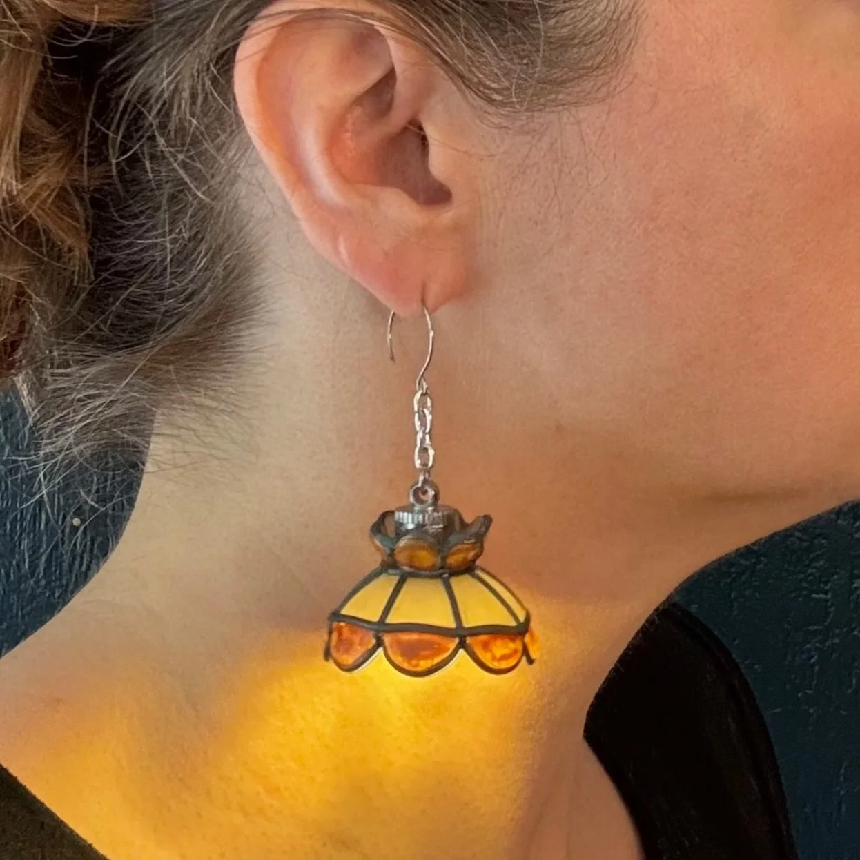 53 PREORDER Hand Leaded Stained Glass Illuminated Earrings (SHIP DATE 6-8 WEEKS)