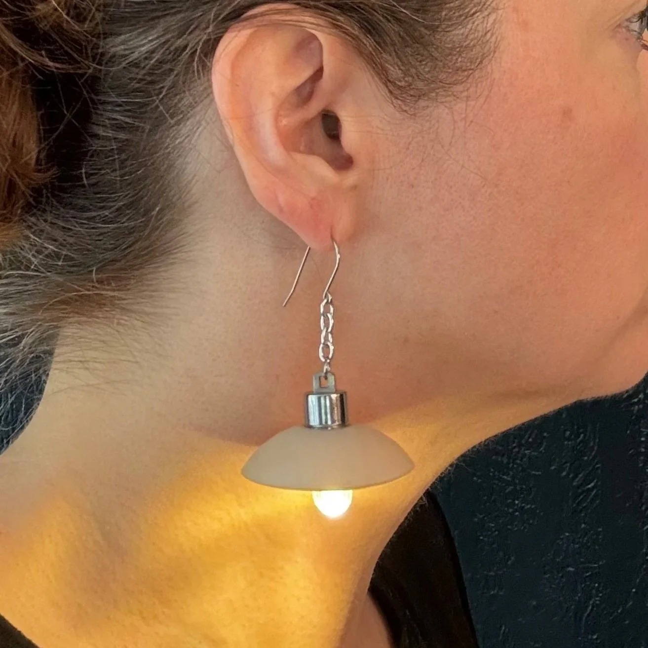 2- Ready to ship Pearl Dome Illuminated Earrings