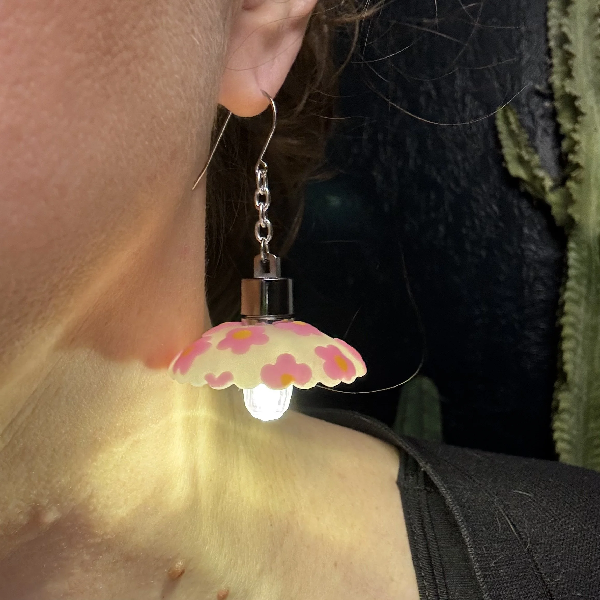 Pink Flower Illuminated Earrings 14