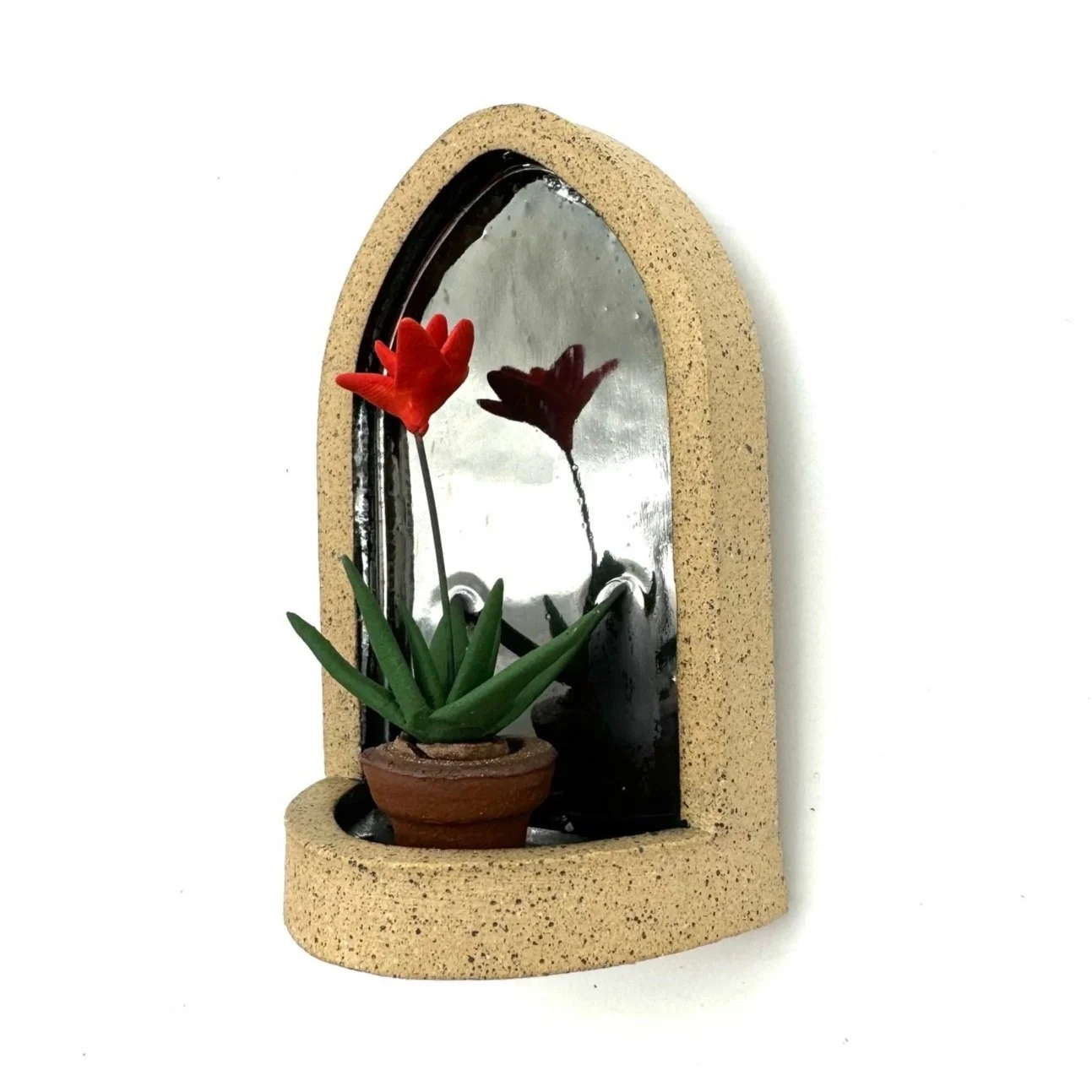 Large Gothic Wall Hanging Arch with Red Bromeliad