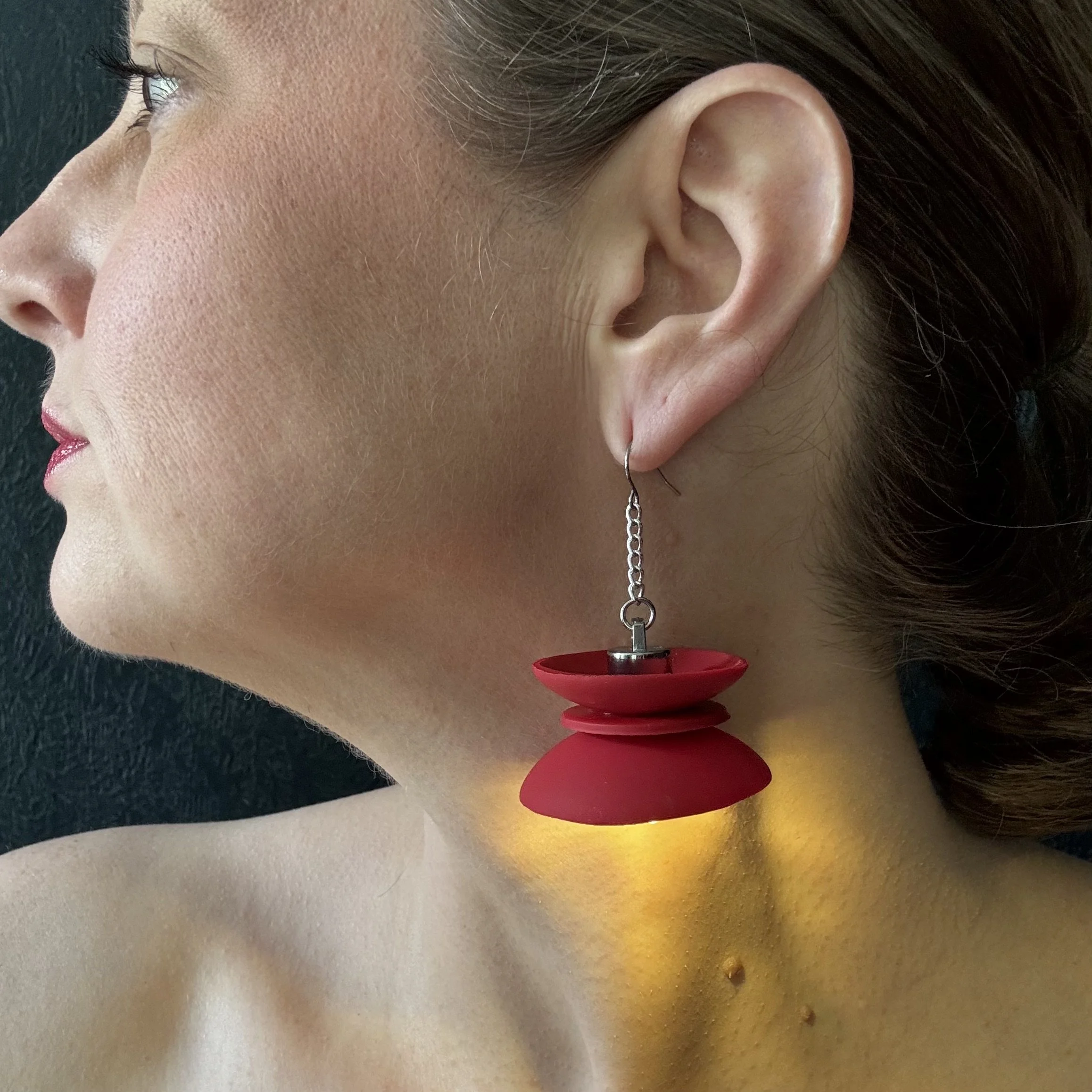 3 Tier Red Illuminated Earrings