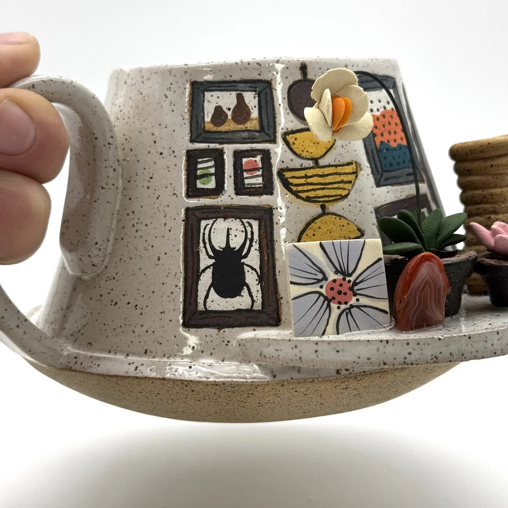 29- Low Tapered Gallery Wall Mug with Coil Pot and Red Jasper