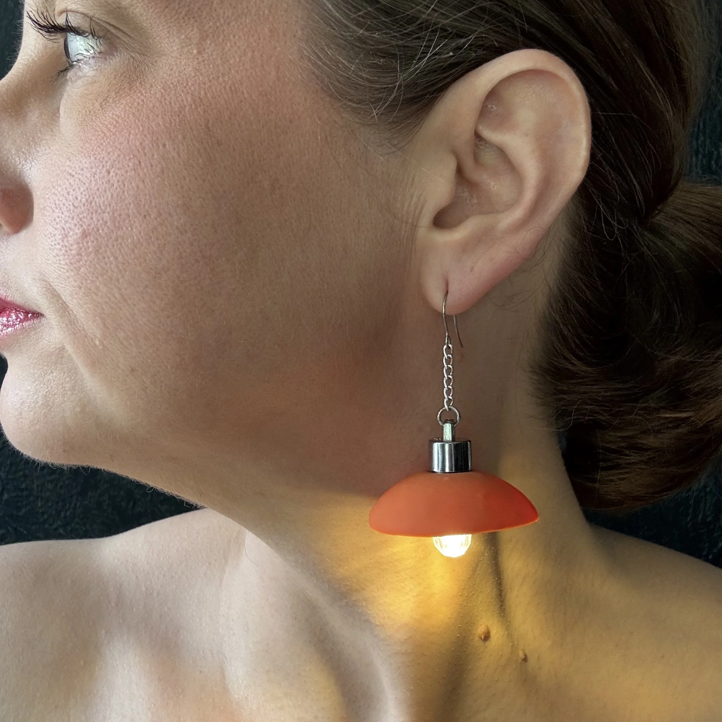 Orange Dome Illuminated Earrings