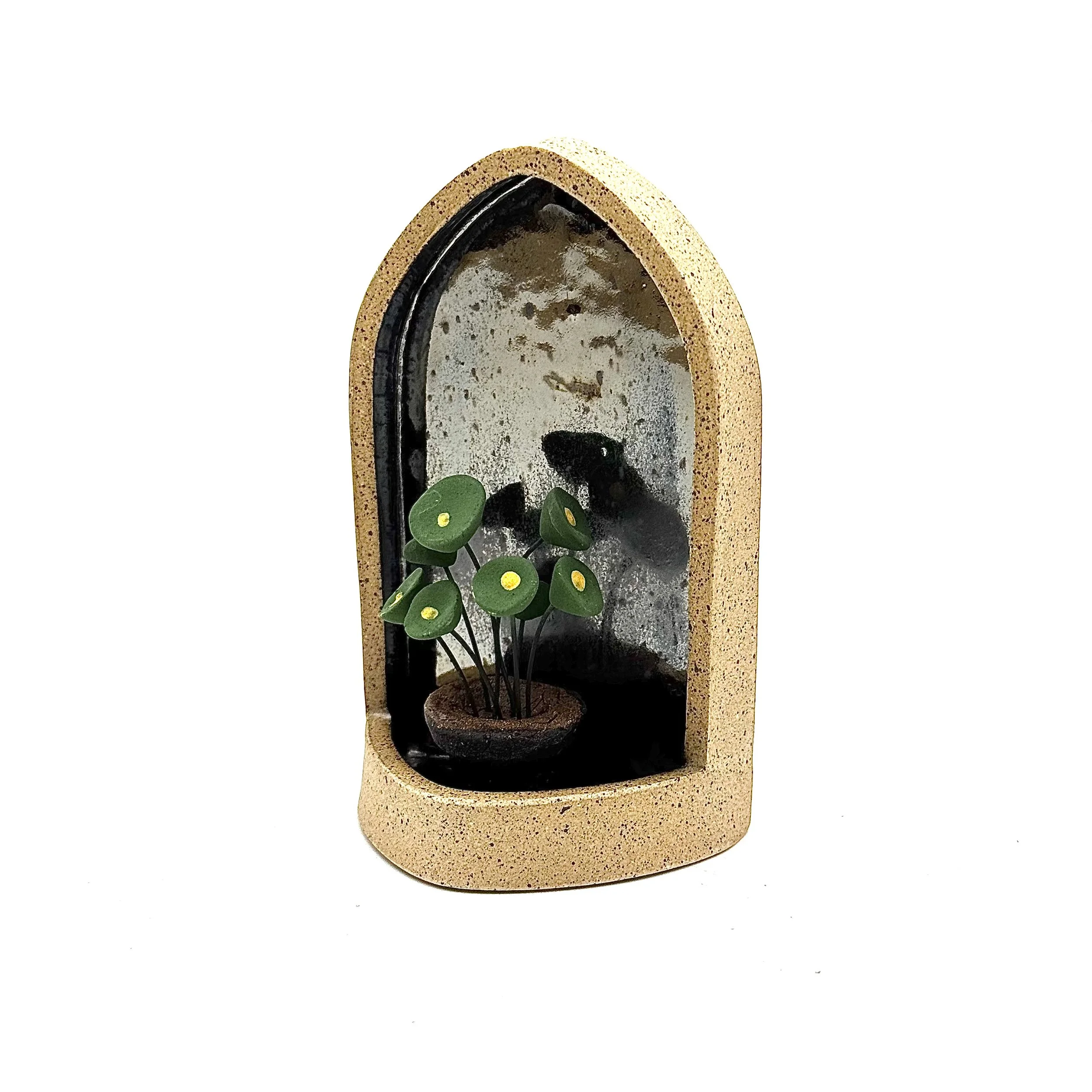 106- Large Gothic Wall Hanging Arch with Pilea