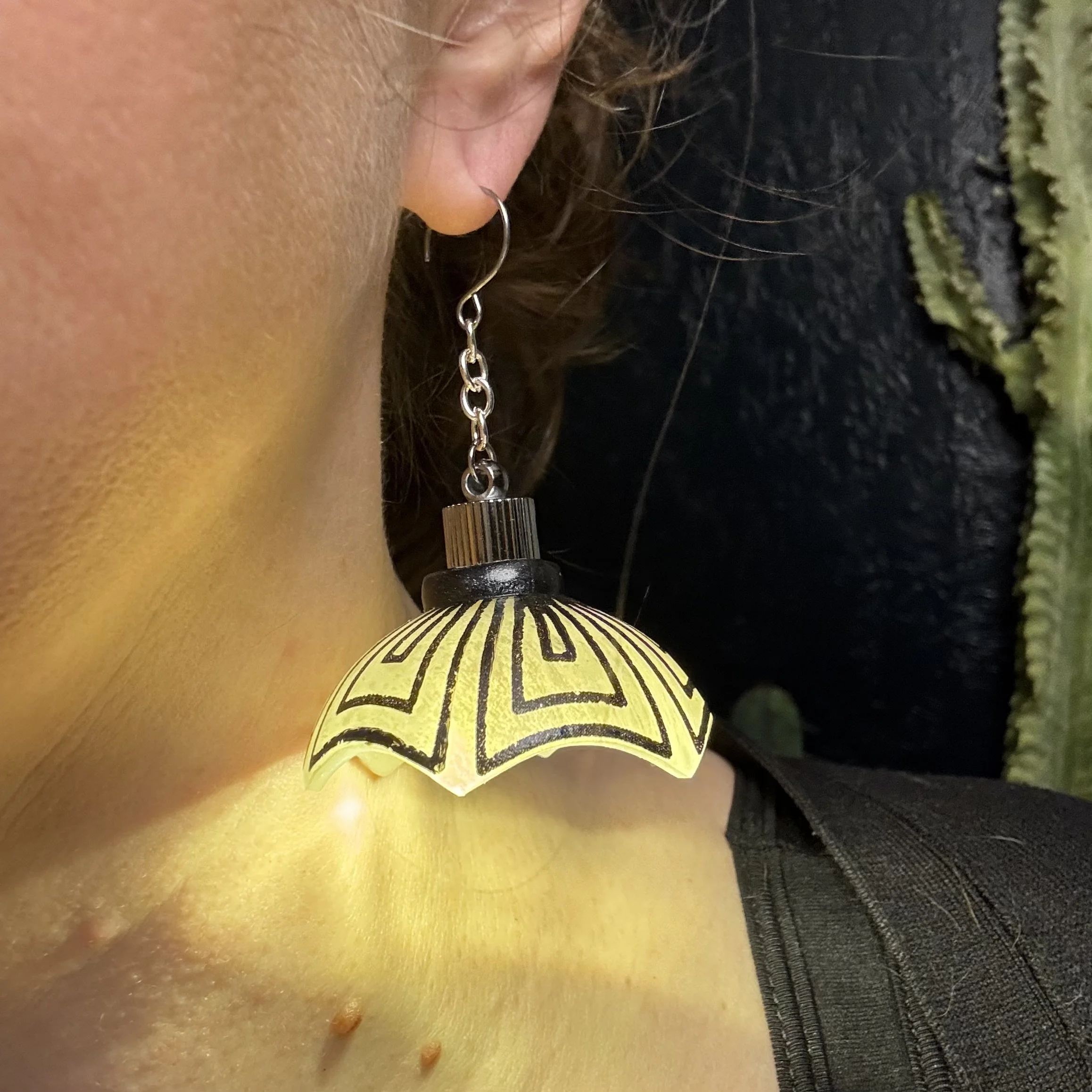 Large Art Deco Printed Stained Glass Illuminated Earrings 32