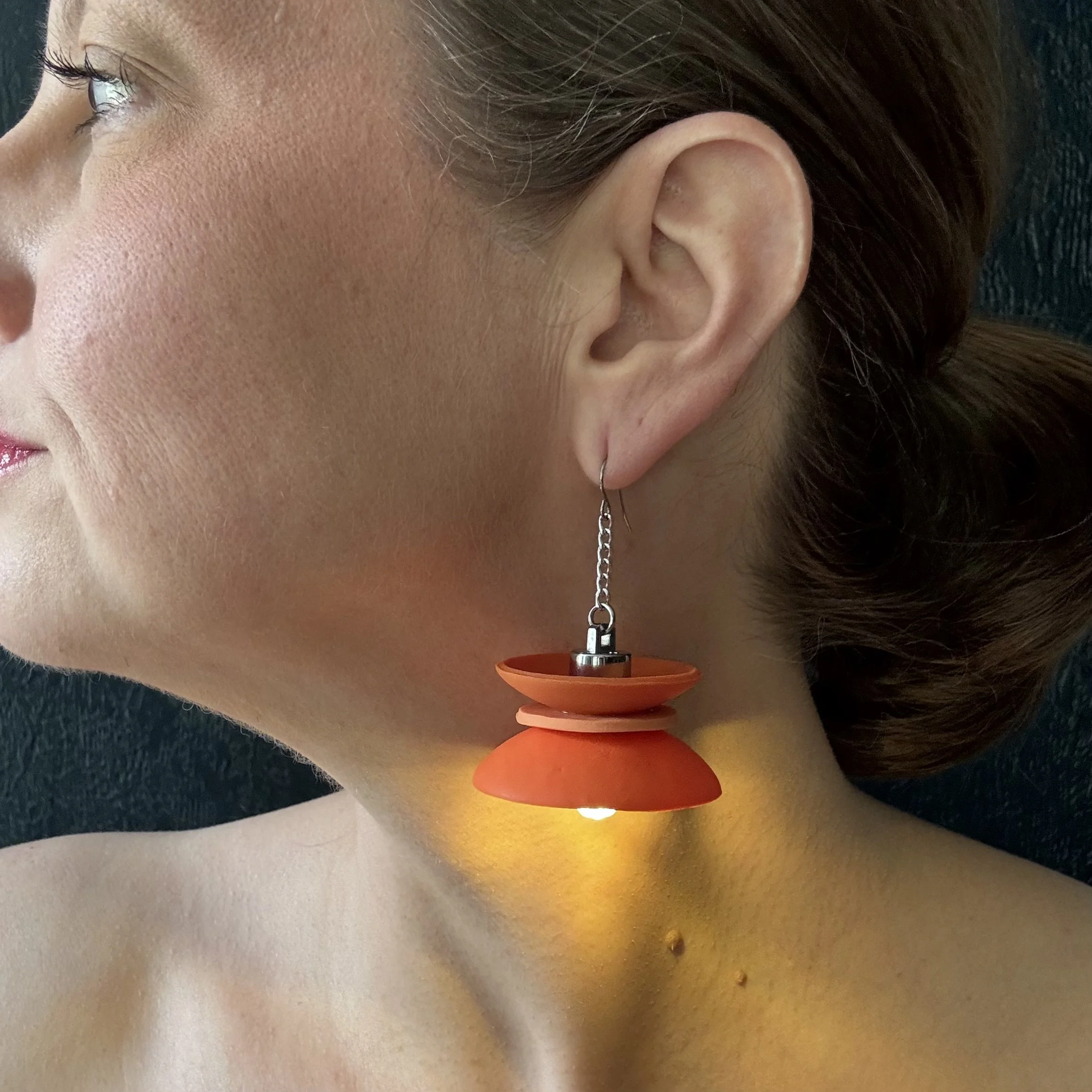 3 Tier Orange #1 Illuminated Earrings