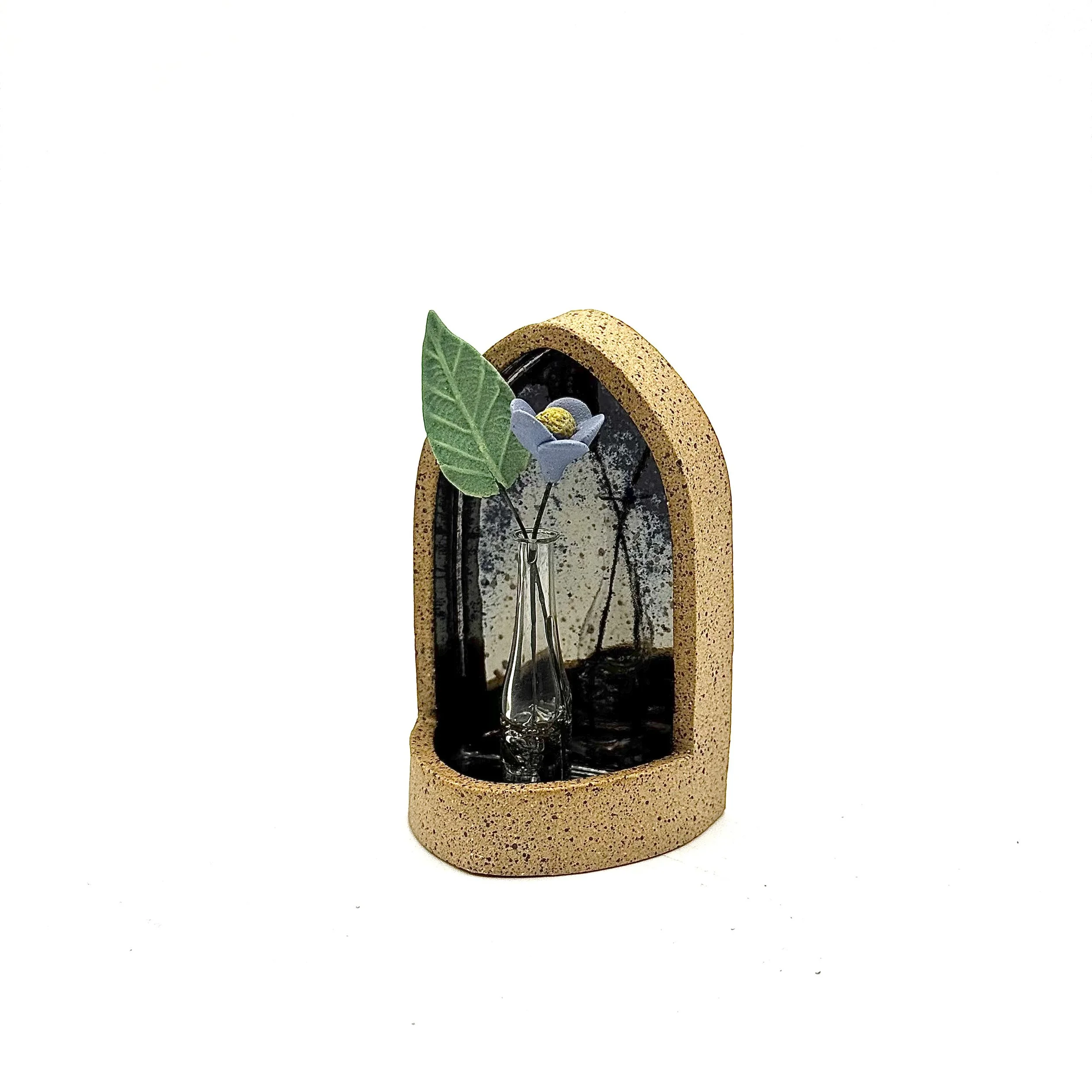 58- Small Gothic Wall Hanging Arch with Glass Bud Vase