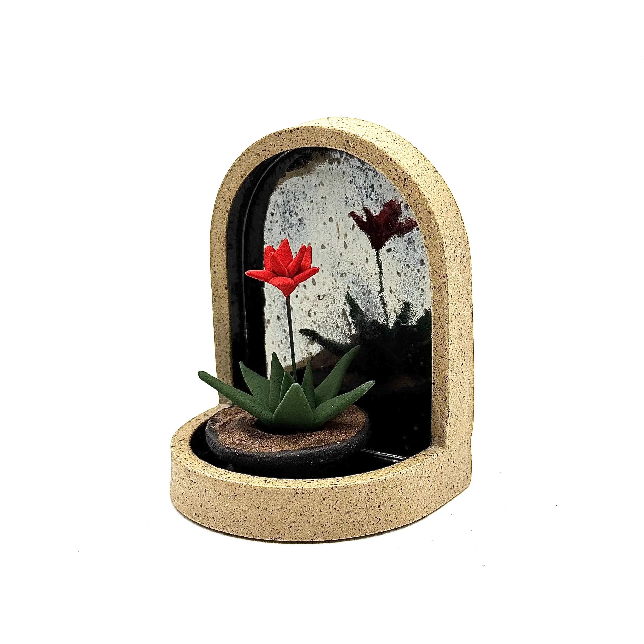 71- Wall Hanging Arch with Red Bromeliad