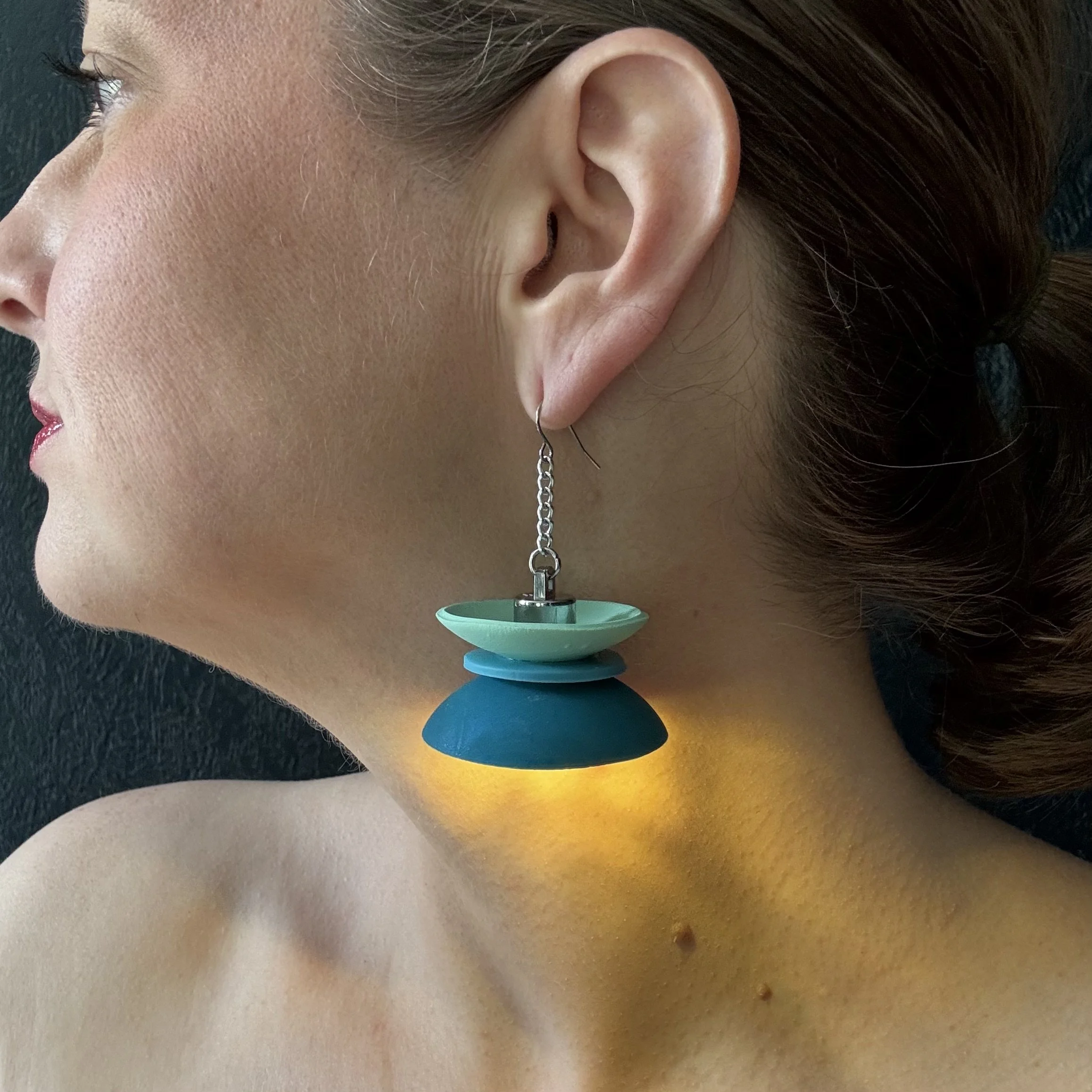 3 Tier Blue #1 Illuminated Earrings