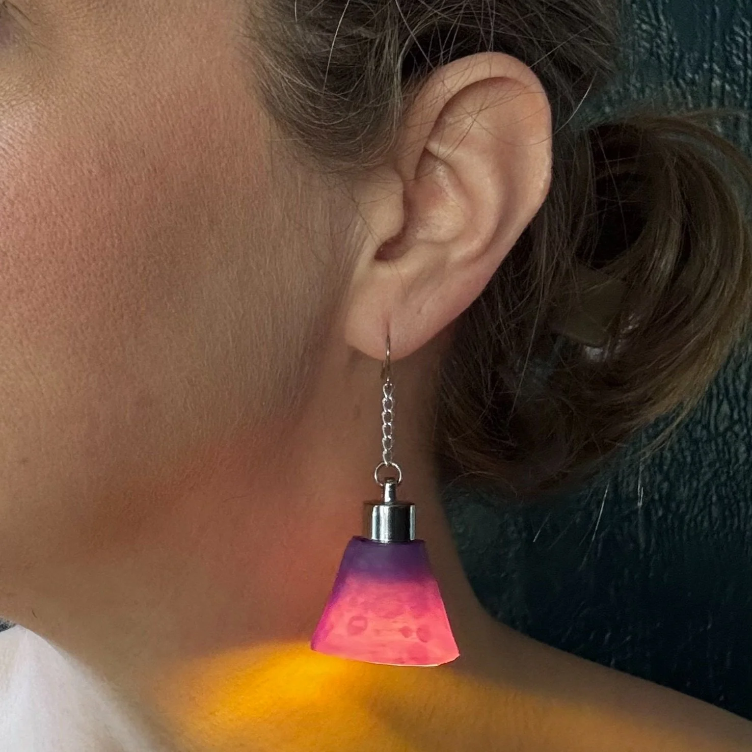 Tiny Translucent Purple Lamp Shade Pendant Earrings