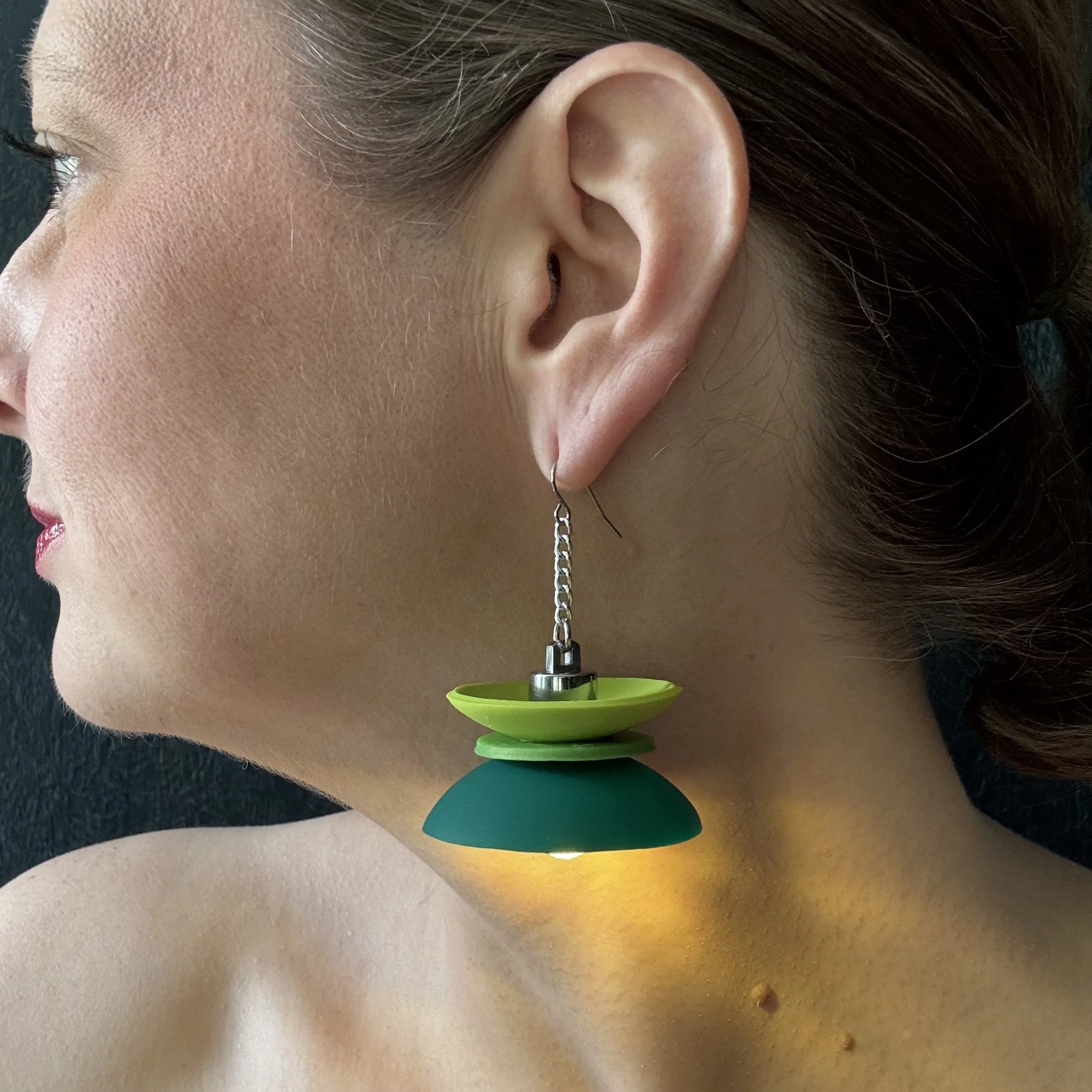 3 Tier Green #3 Illuminated Earrings