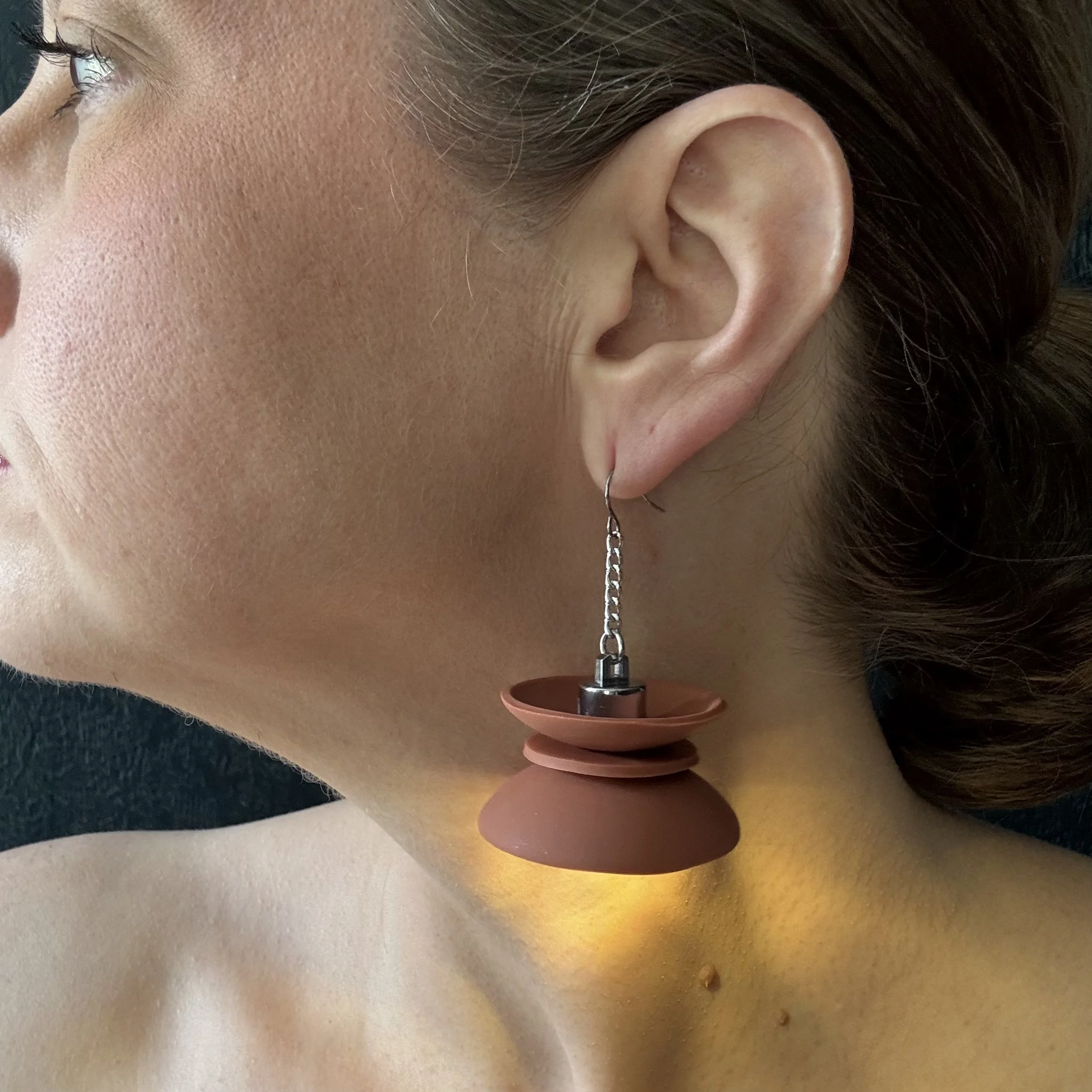 3 Tier Terra Cotta Illuminated Earrings