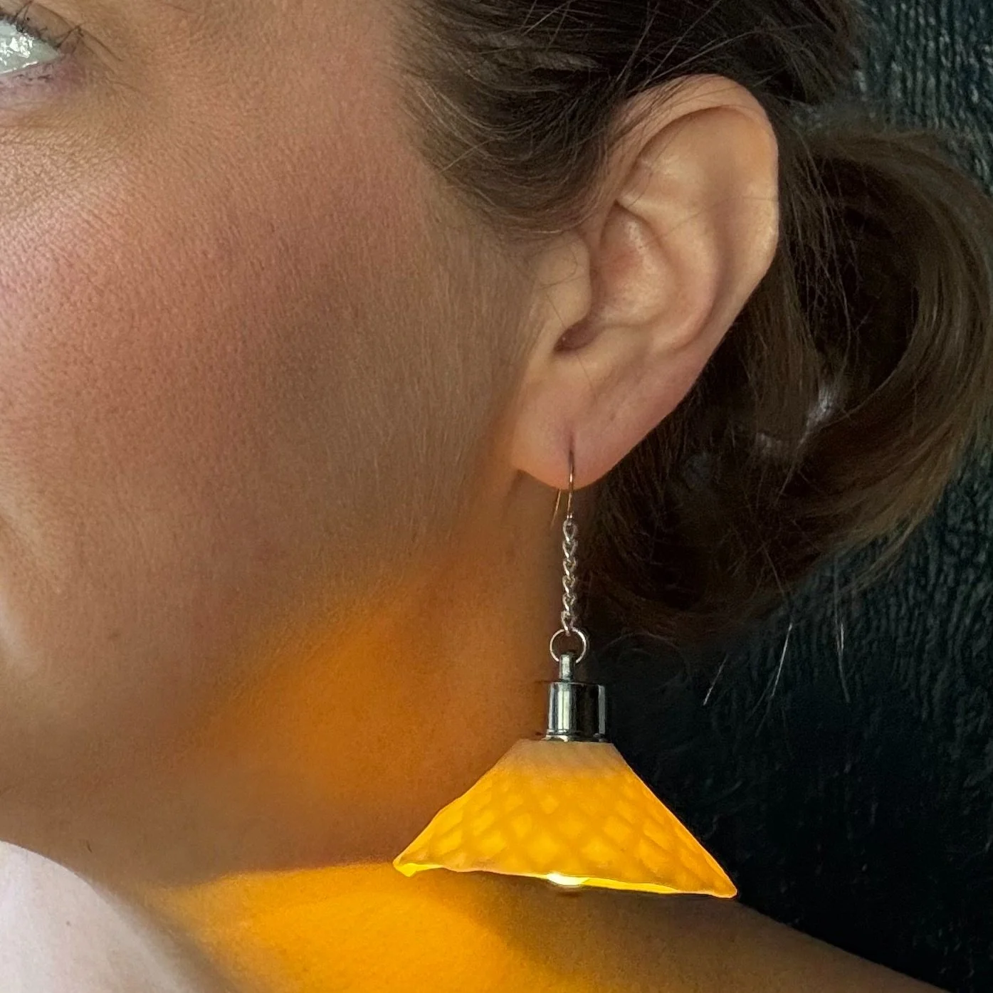Patterned Lamp Shade Pendant Earrings 1