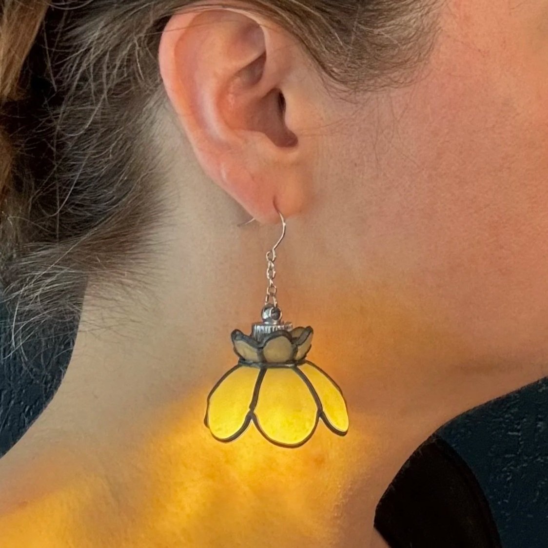 55 PREORDER Hand Leaded Stained Glass Illuminated Earrings (Ship Date in 6-8 weeks))