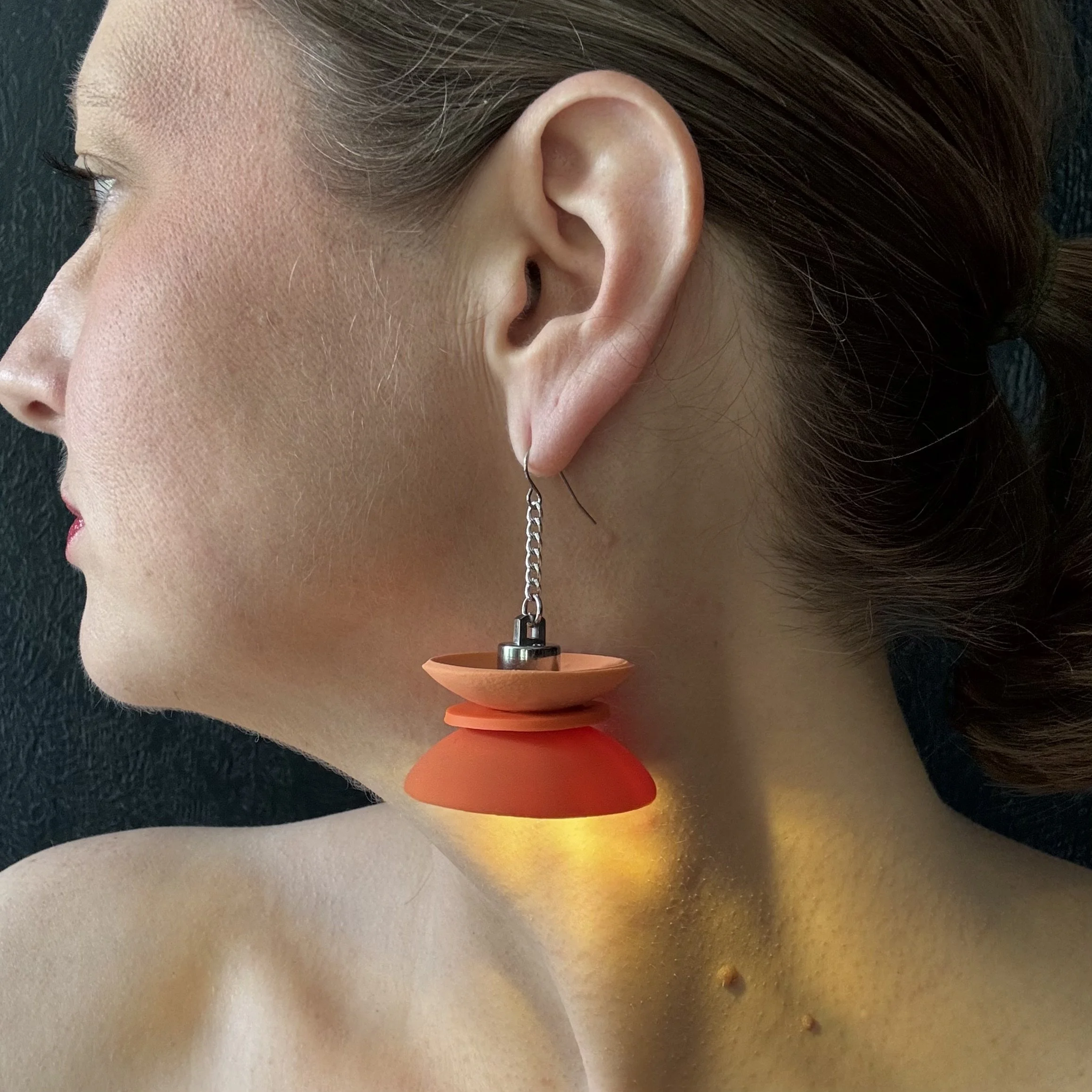 3 Tier Orange #2 Illuminated Earrings