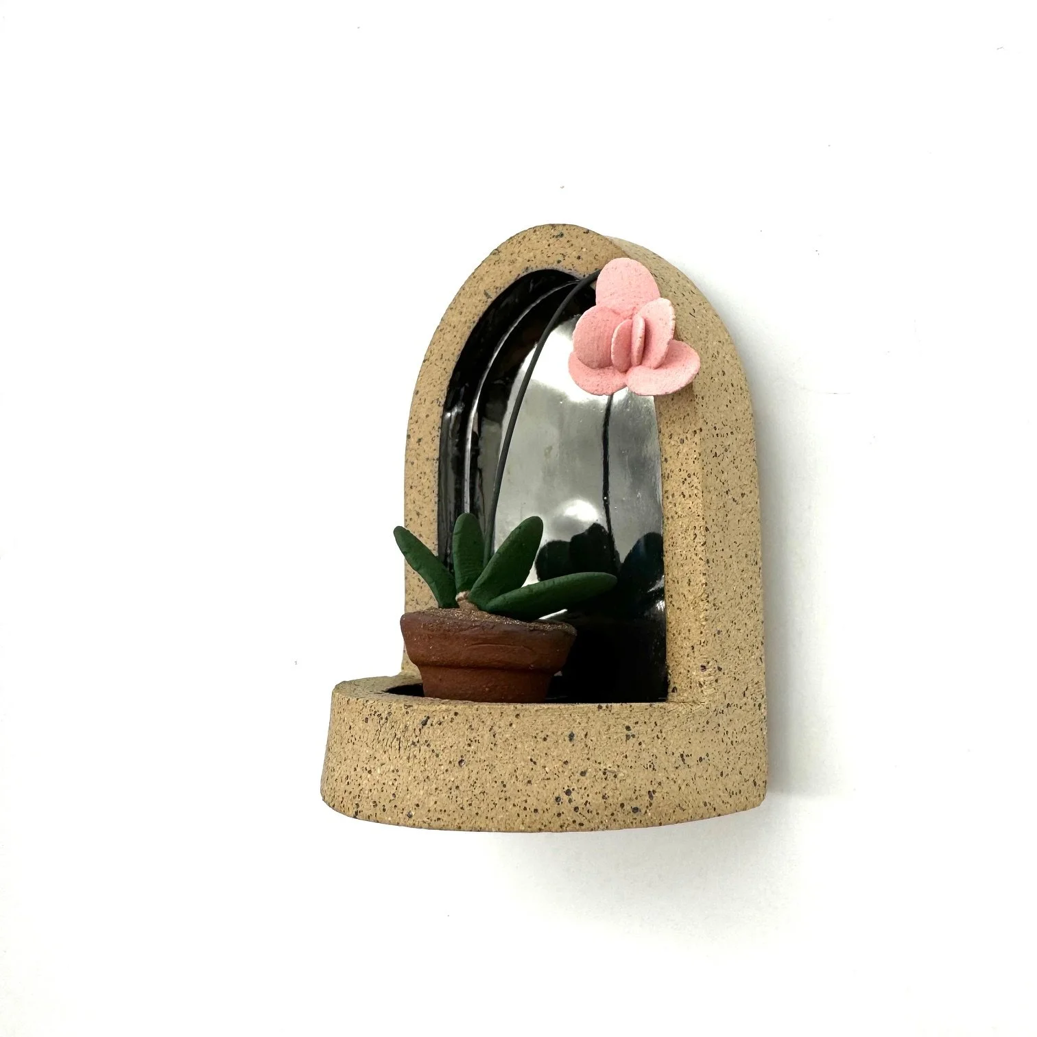 Small Gothic Wall Hanging Arch with Pink Orchid