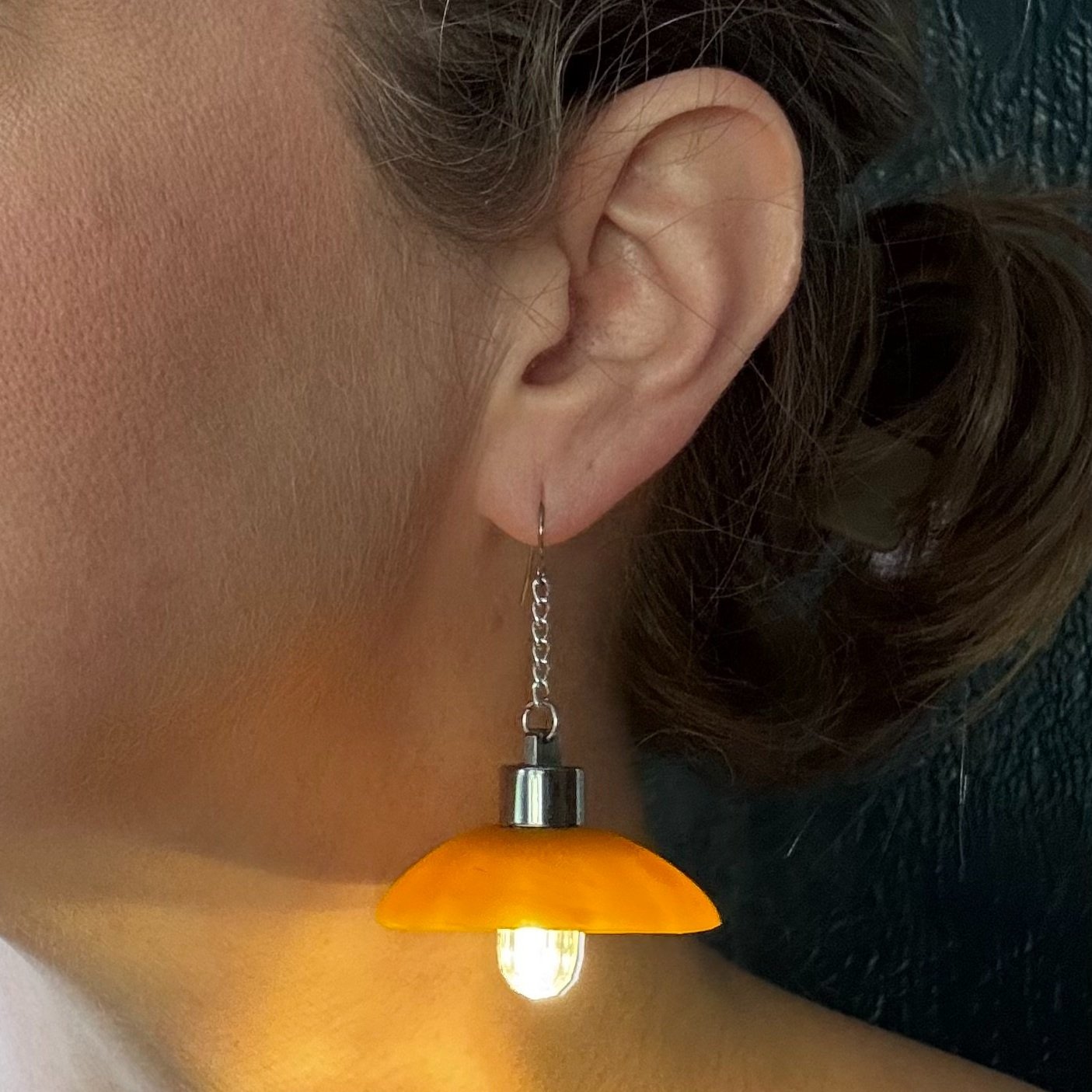 Translucent Yellow Dome Pendant Earrings