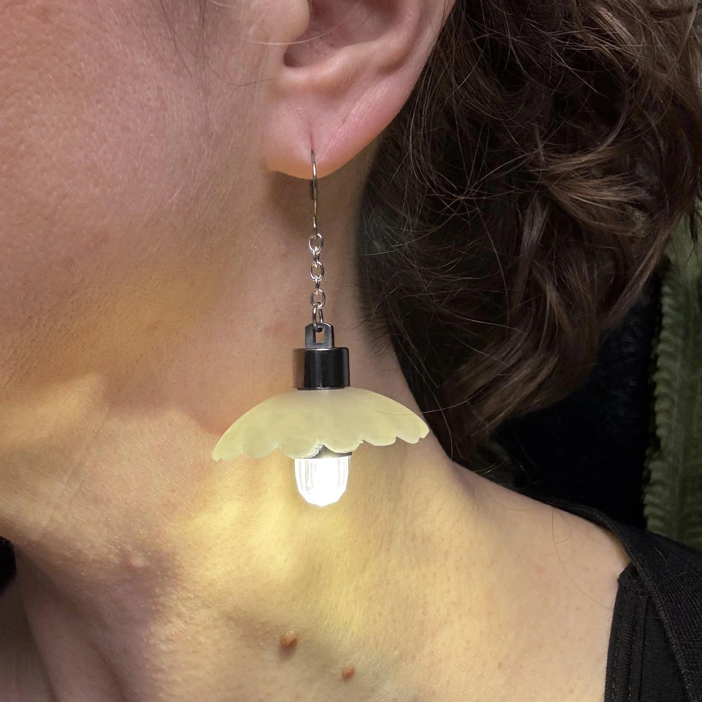 13 PREORDER Tiny Wide Translucent Scallop Illuminated Earrings (Ship Date- 2/7/26)