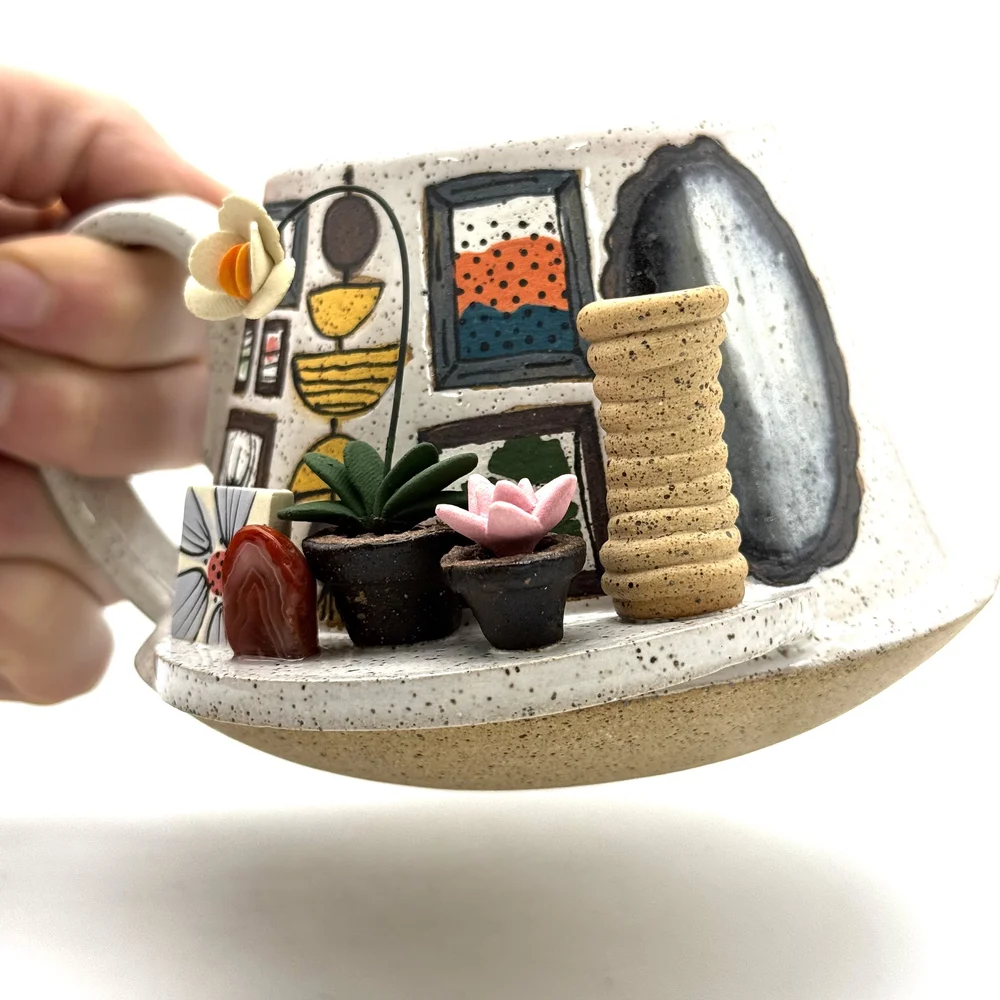 29- Low Tapered Gallery Wall Mug with Coil Pot and Red Jasper
