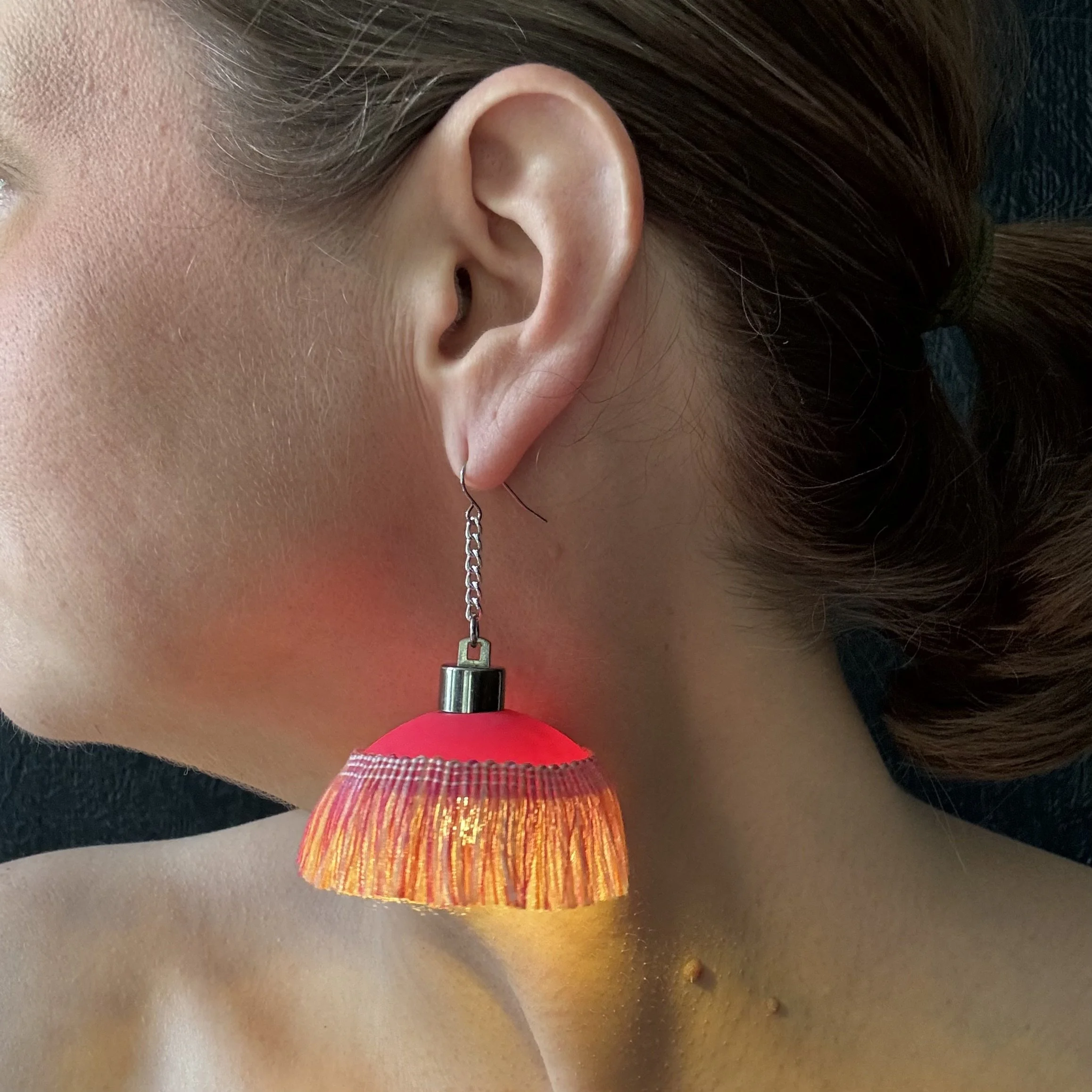 Hot Pink Fringe Illuminated Earrings