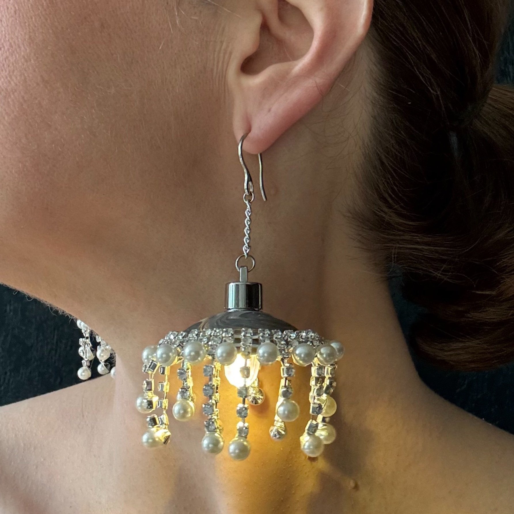 18 PREORDER Pearl and Rhinestone Illuminated Earrings (Ship Date 2/7/26)