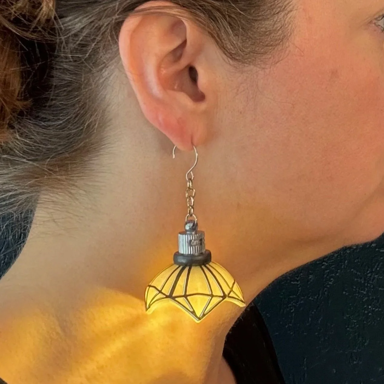15- Ready to Ship- Printed Stained Glass Illuminated Earrings