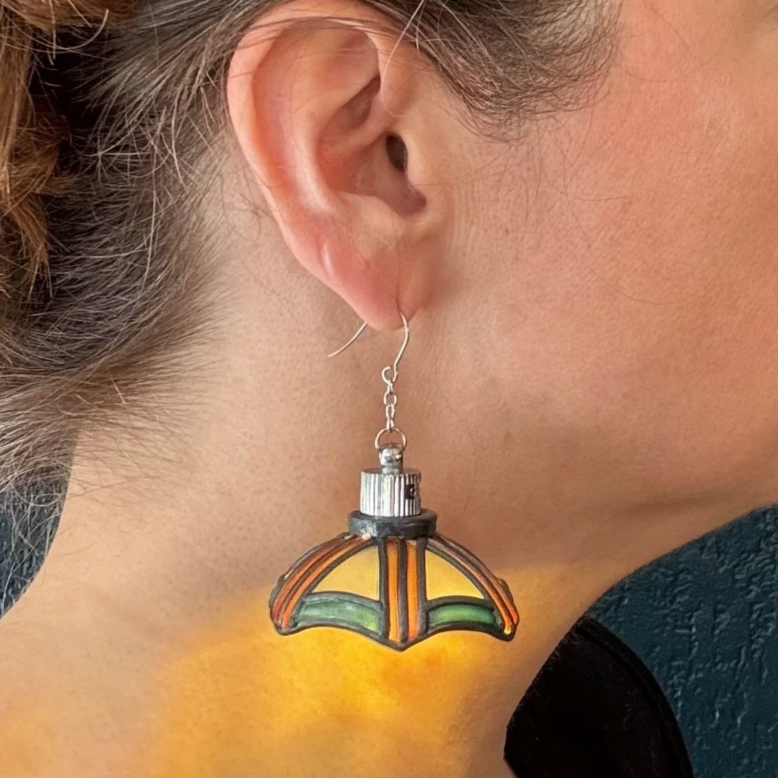 44 PREORDER Hand Leaded Stained Glass Illuminated Earrings (SHIP DATE 6-8 WEEKS))