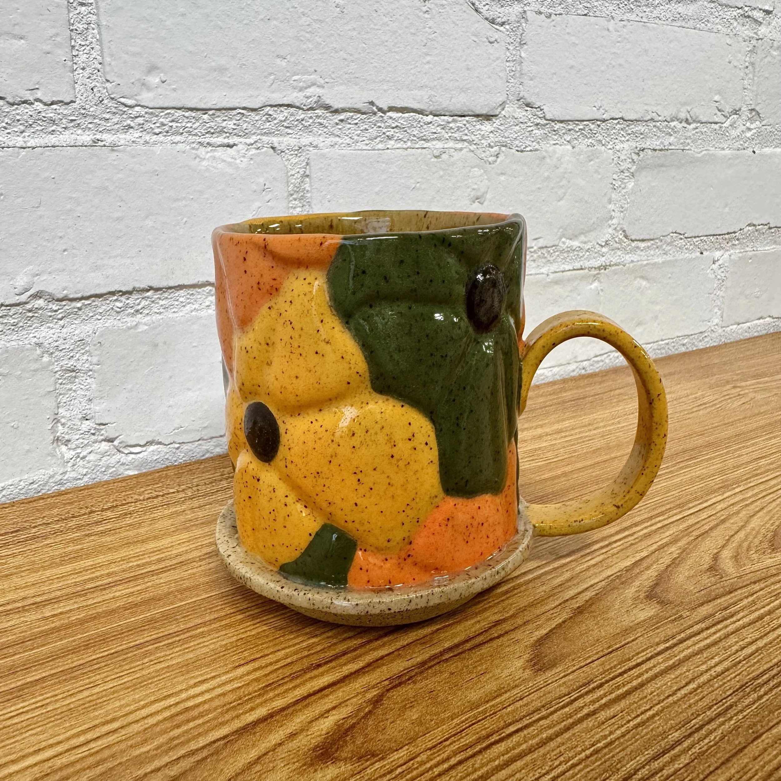 Stamped Multi Color Flower Mug