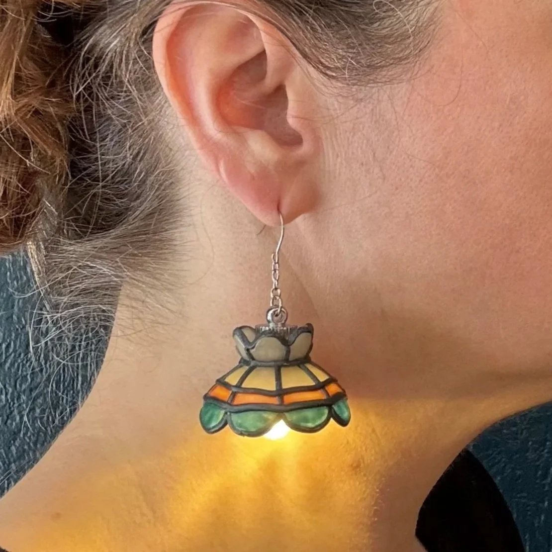52 PREORDER Hand Leaded Stained Glass Illuminated Earrings (SHIP DATE 6-8 WEEKS))