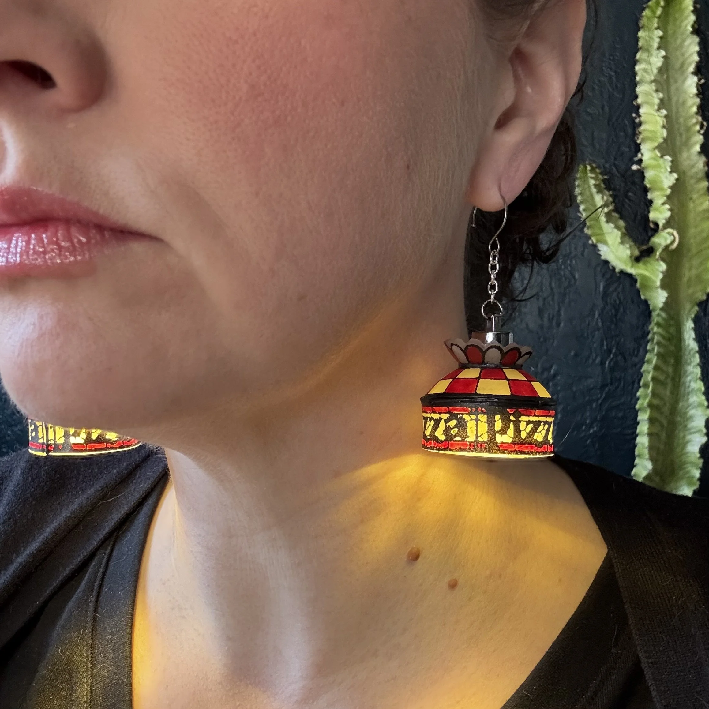 Pizza Pizza Pizza Stained Glass Earrings