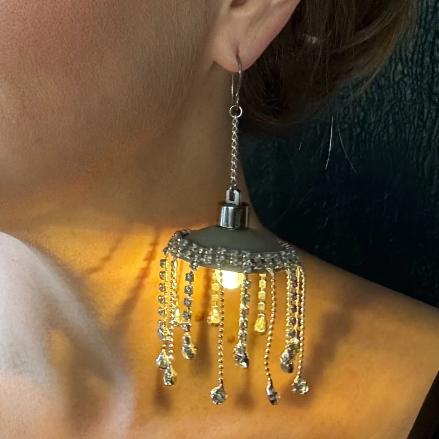 Rhinestone Chandeliearrings Silver