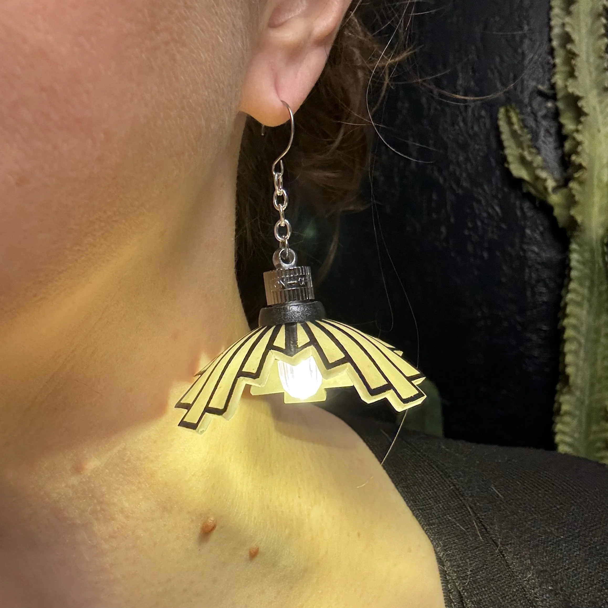 Art Deco Printed Stained Glass Illuminated Earrings 33