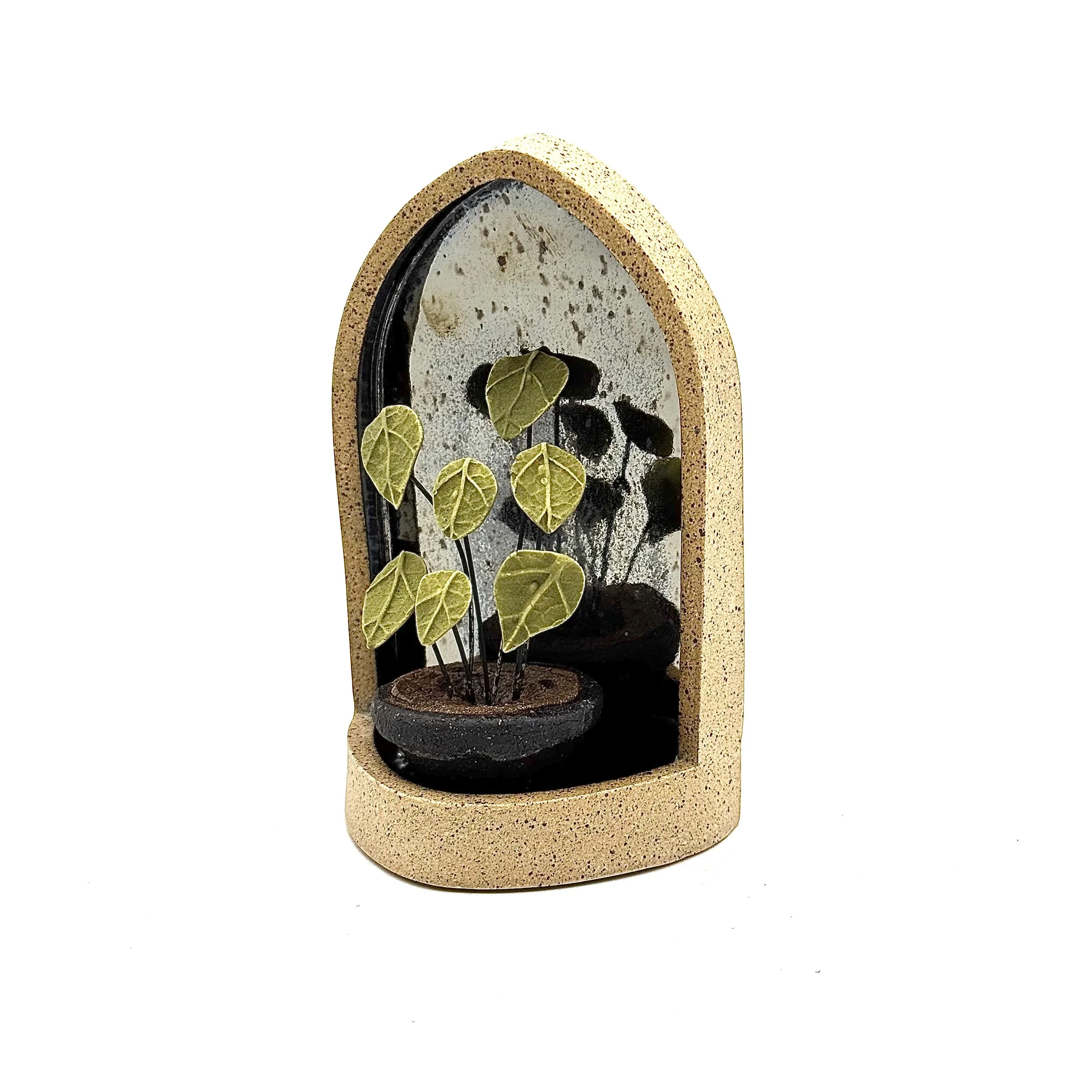 104- Large Gothic Wall Hanging Arch with Tiny Alocasia