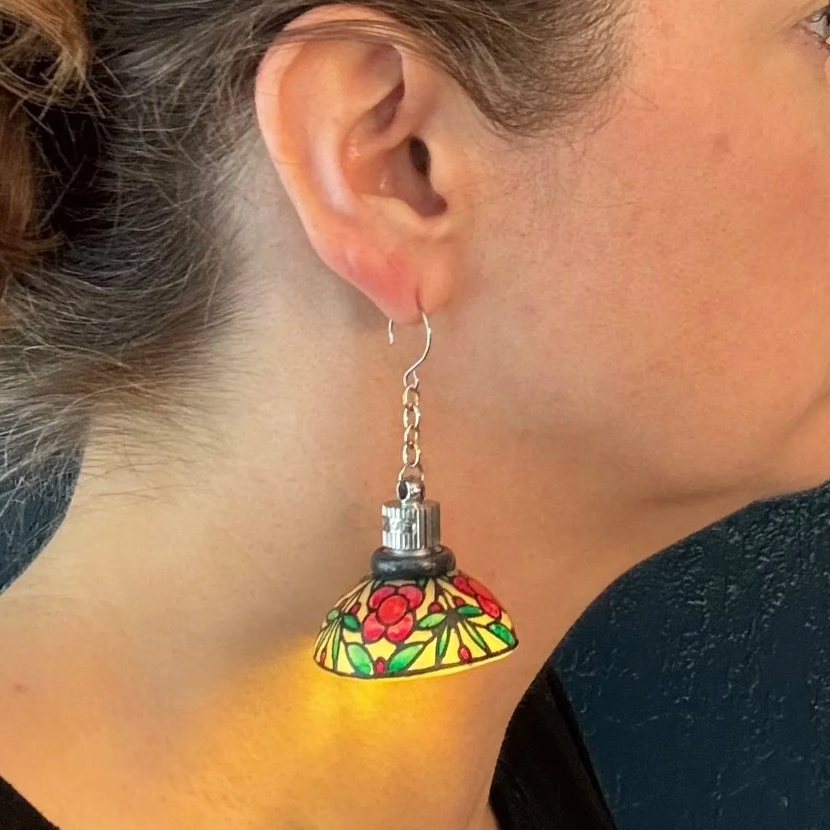 19 Ready-to-Ship Hand Painted Stained Glass Illuminated Earring