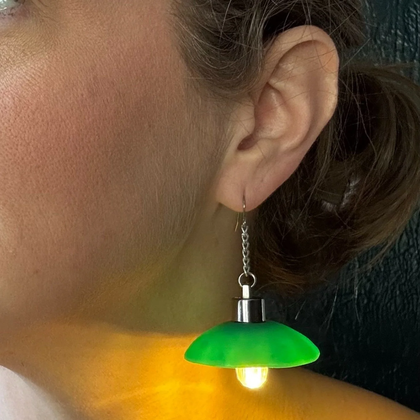 Translucent Green Dome Pendant Earrings