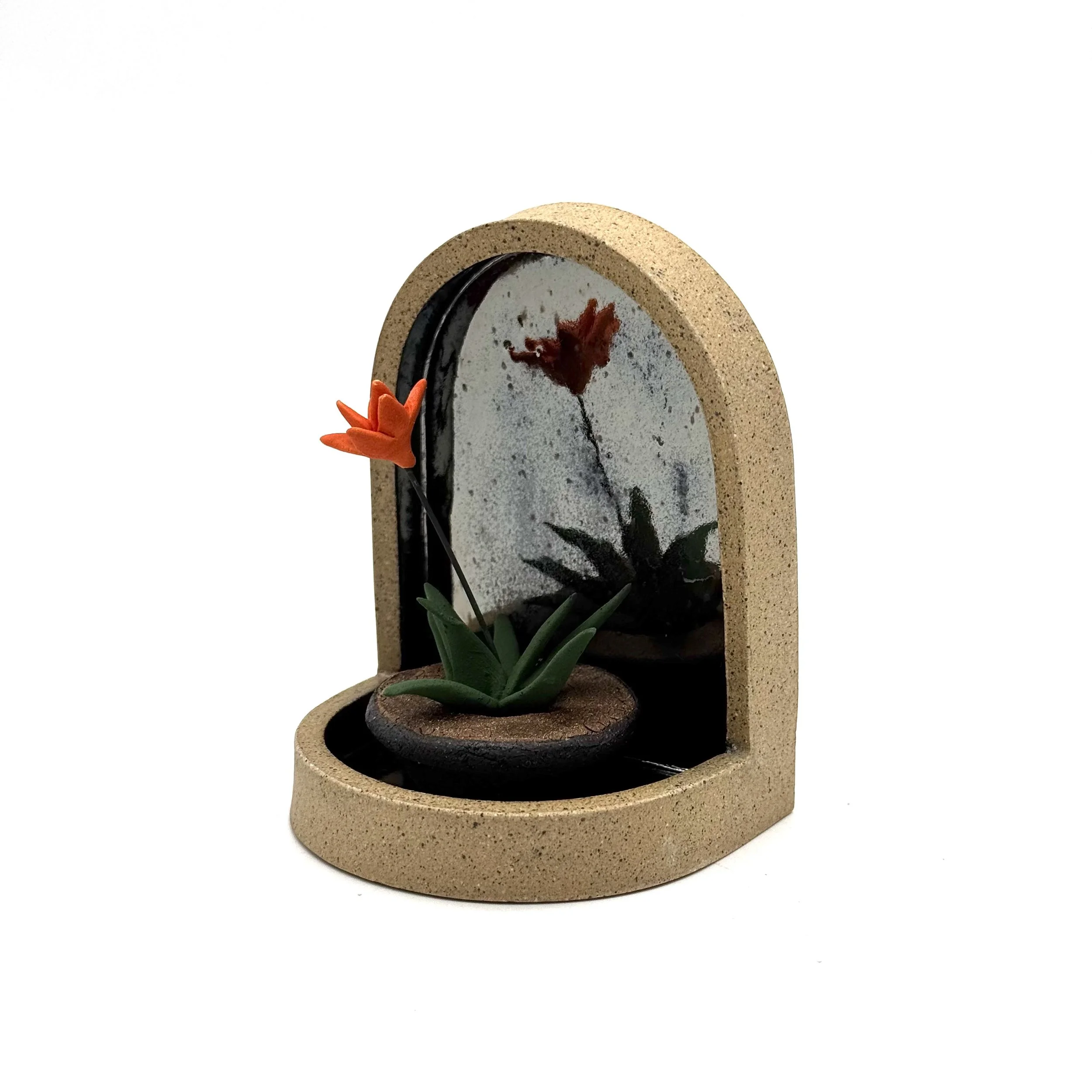 73- Wall Hanging Arch with Orange Bromeliad