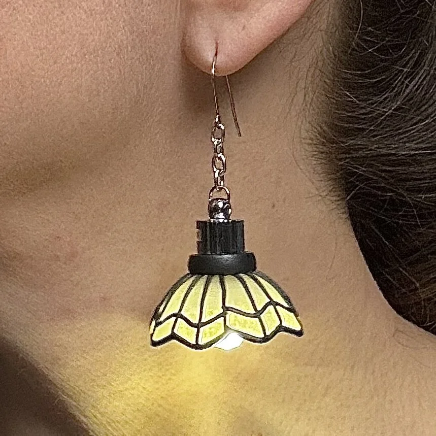 15- Single Preorder Hand "Leaded" Stained Glass Illuminated Earring (Ship Date 12/6/25)
