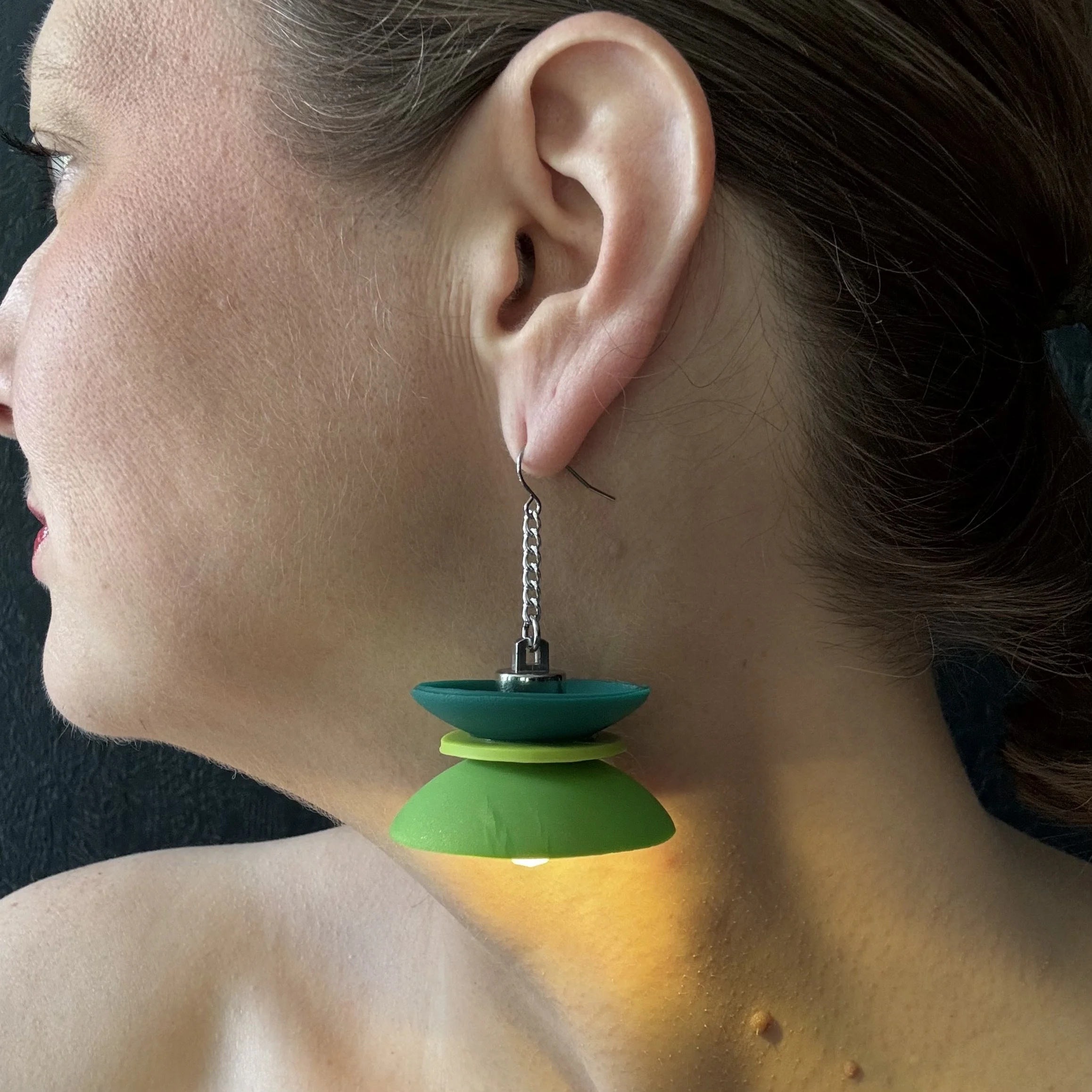 3 Tier Green #2 Illuminated Earrings