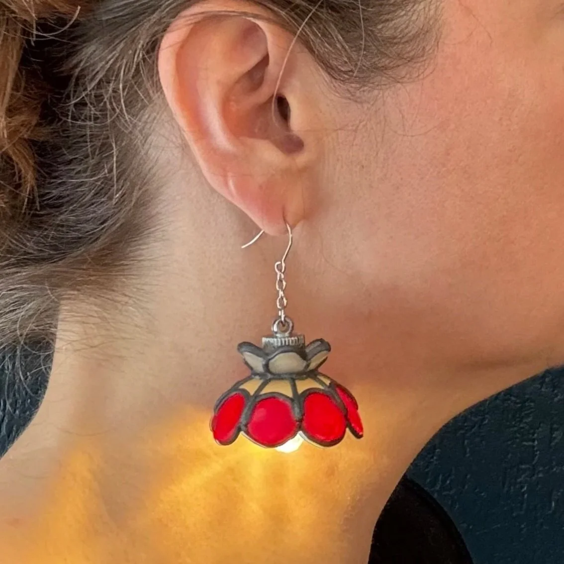 42 PREORDER Hand Leaded Stained Glass Illuminated Earrings (Ship Date 4-6 weeks))